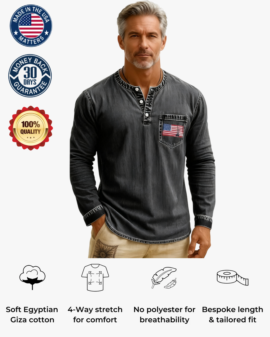 💫Clearance Sale🔥Classic Men’s Vintage Henley Long Sleeve Shirt