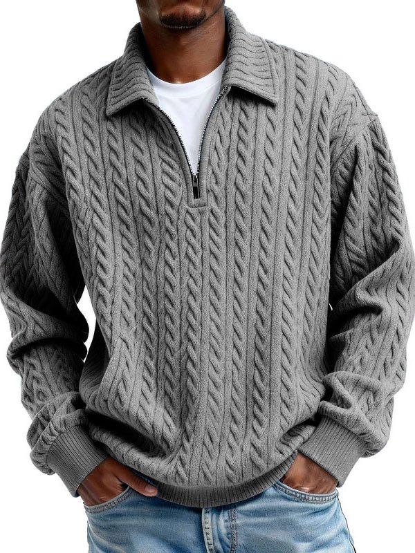 Elovard® Jacquard Men's Zipper Hooded Sweatshirt Big & Tall