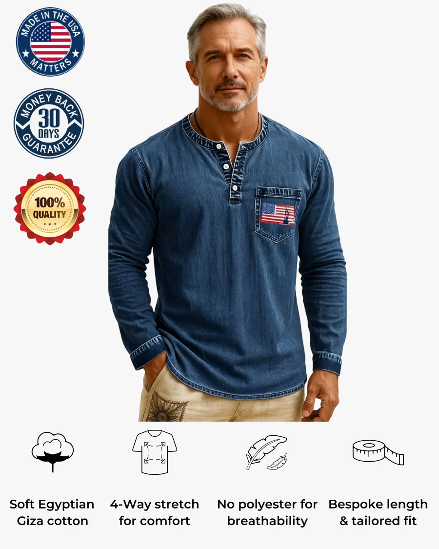 💫Clearance Sale🔥Classic Men’s Vintage Henley Long Sleeve Shirt