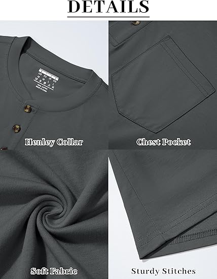 💫Clearance Sale🔥 - Men's Fashion Vintage Distressed Pocket Long Sleeve Henley Shirt