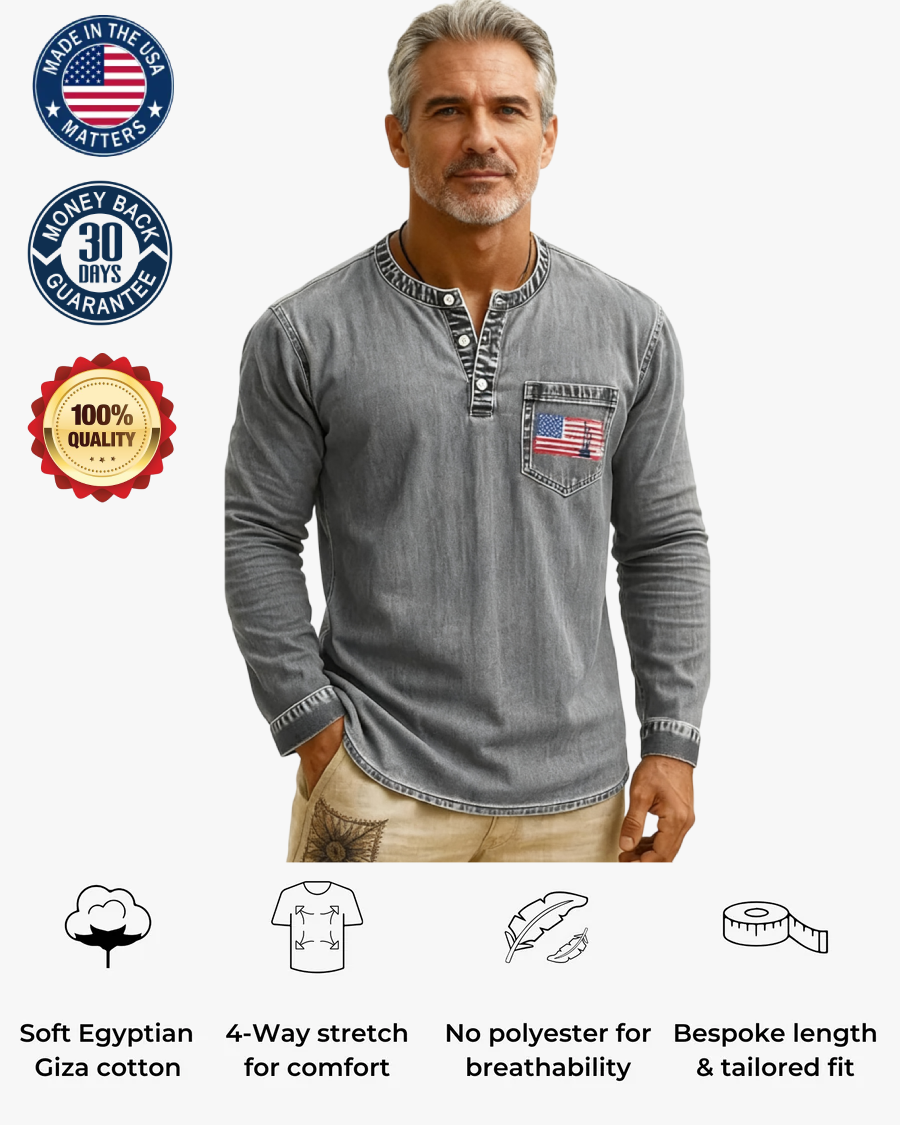 💫Clearance Sale🔥Classic Men’s Vintage Henley Long Sleeve Shirt