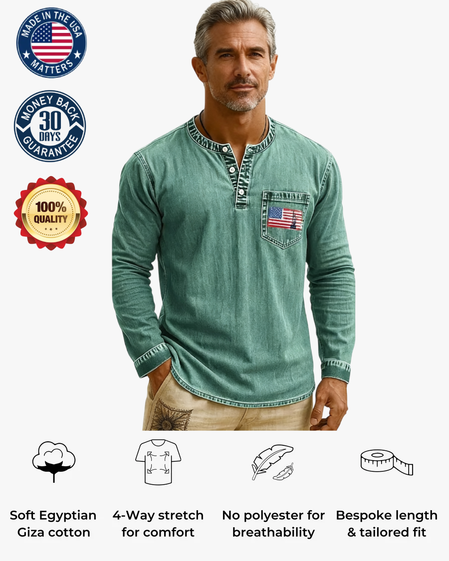 💫Clearance Sale🔥Classic Men’s Vintage Henley Long Sleeve Shirt