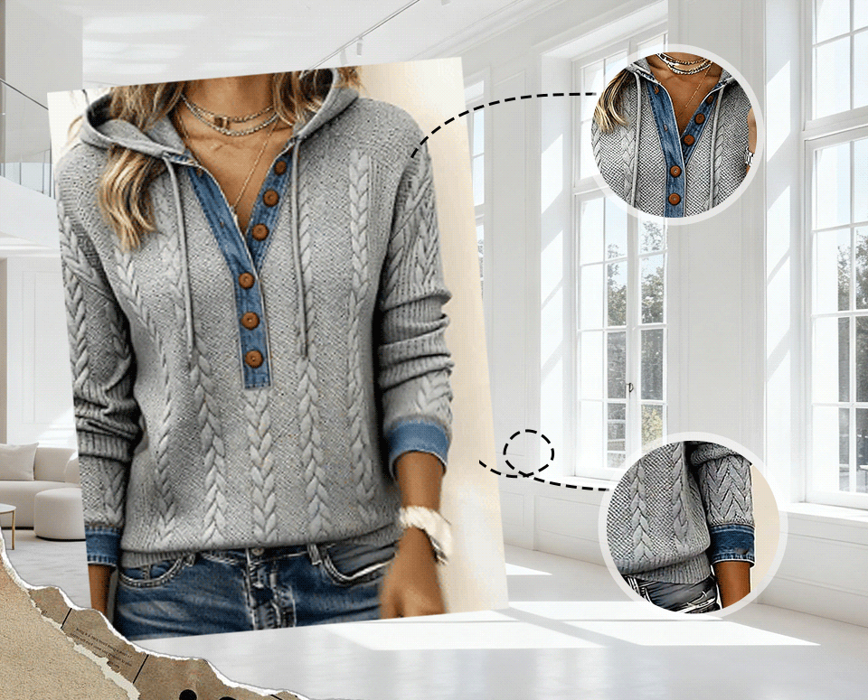 Grey Long Sleeve Button Front Sweatshirt