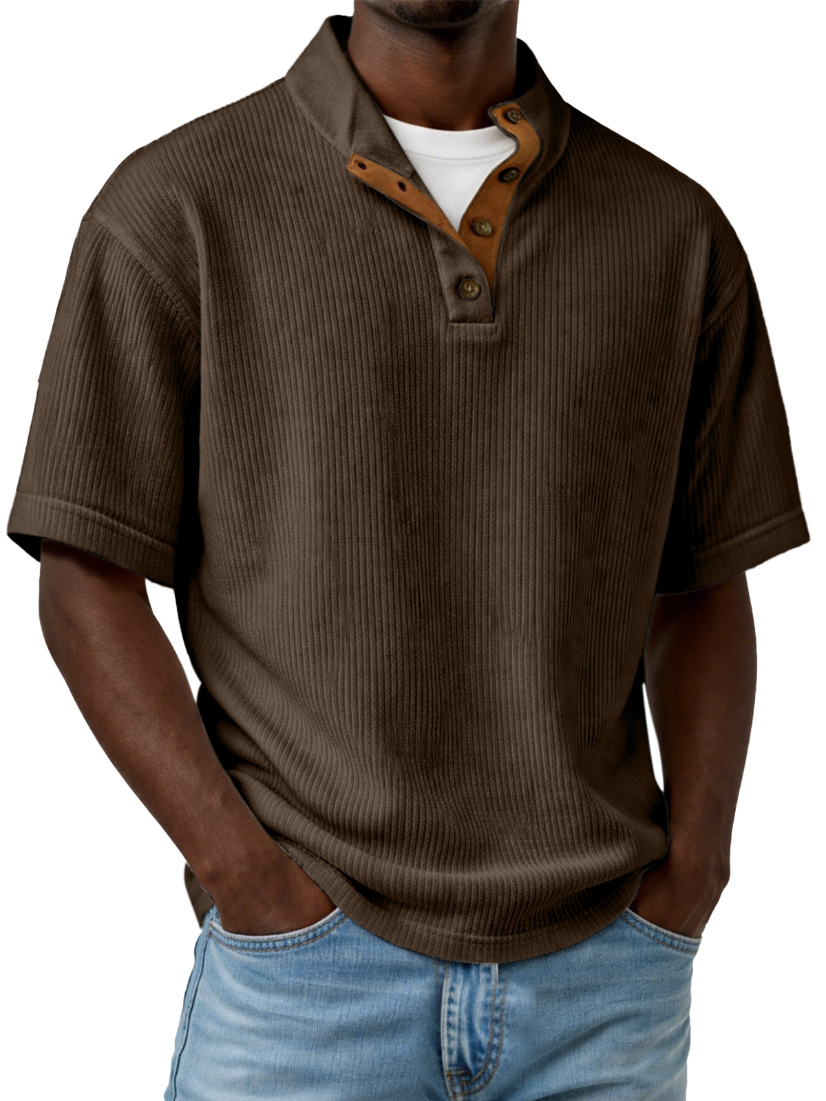 Men's Casual Outdoor Corduroy Stand-collar Pullover Top