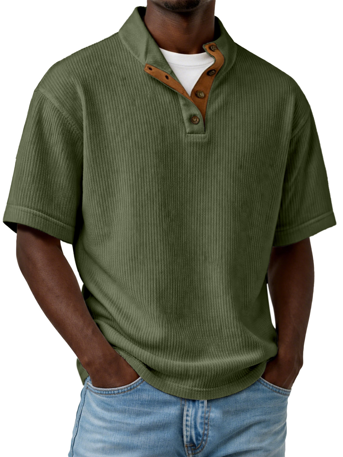 Men's Casual Outdoor Corduroy Stand-collar Pullover Top