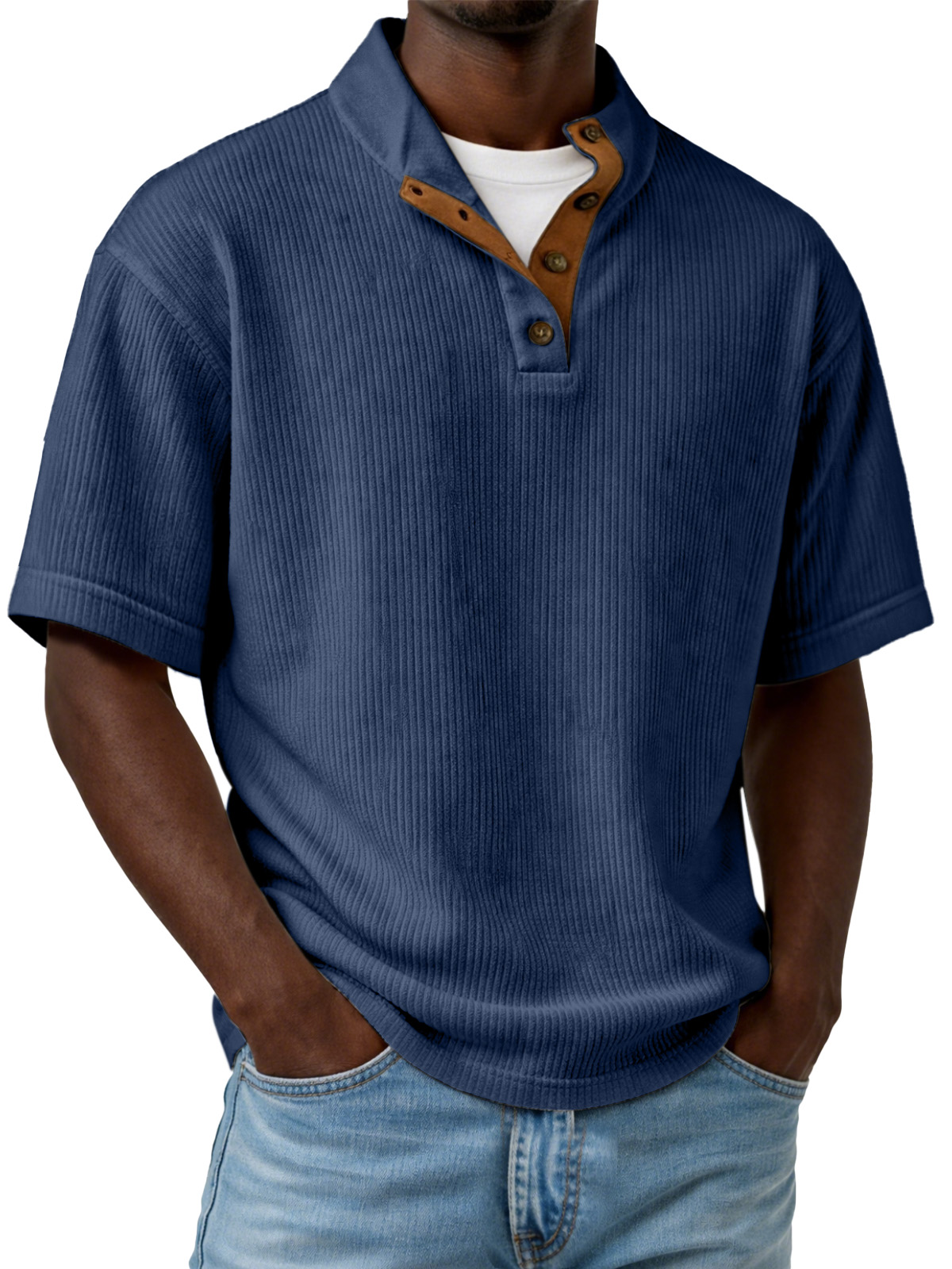 Men's Casual Outdoor Corduroy Stand-collar Pullover Top