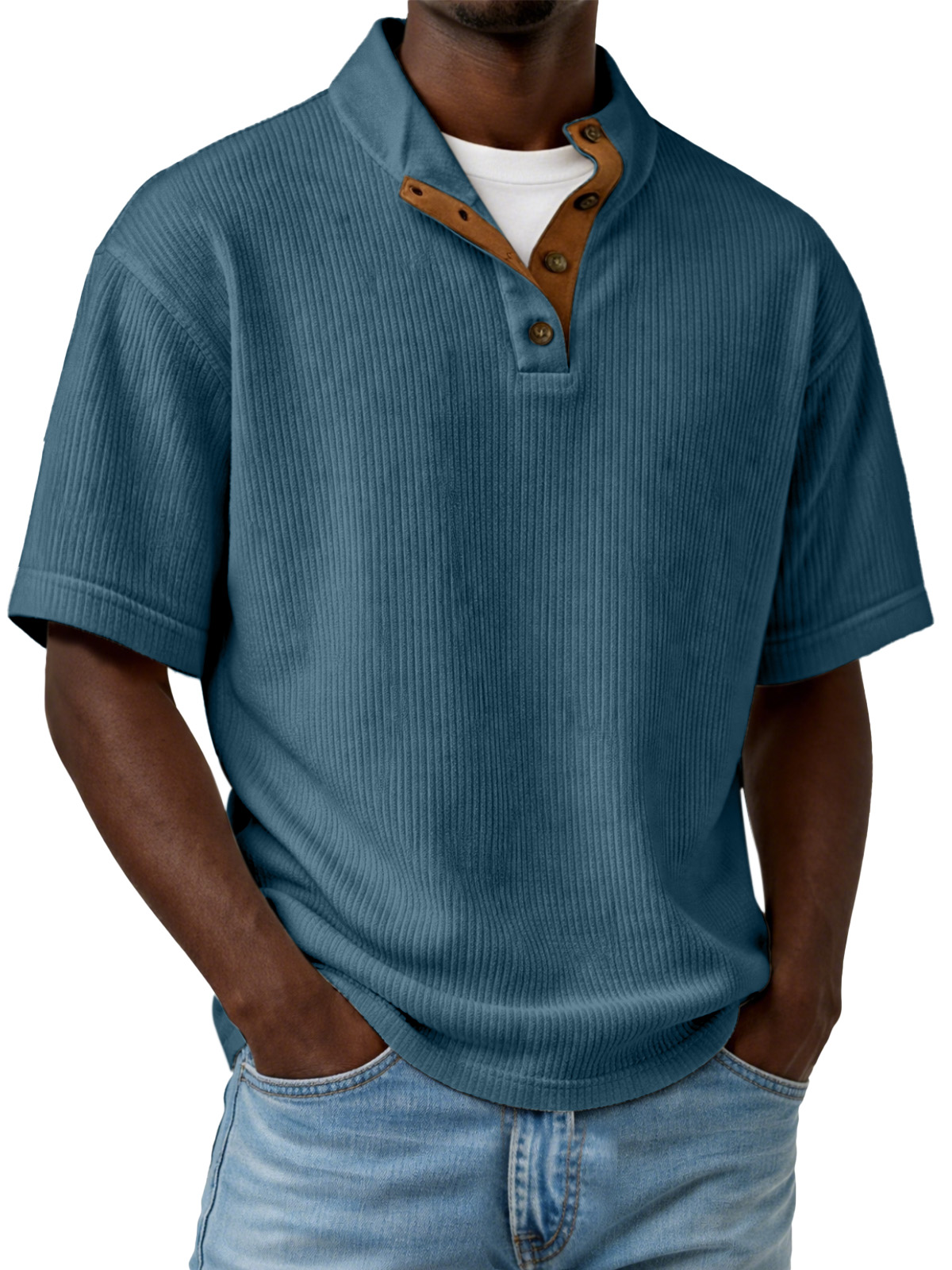 Men's Casual Outdoor Corduroy Stand-collar Pullover Top