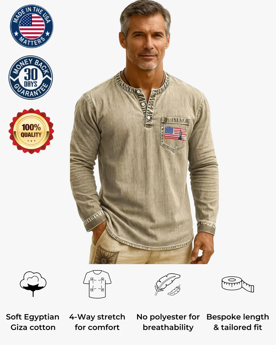 💫Clearance Sale🔥Classic Men’s Vintage Henley Long Sleeve Shirt