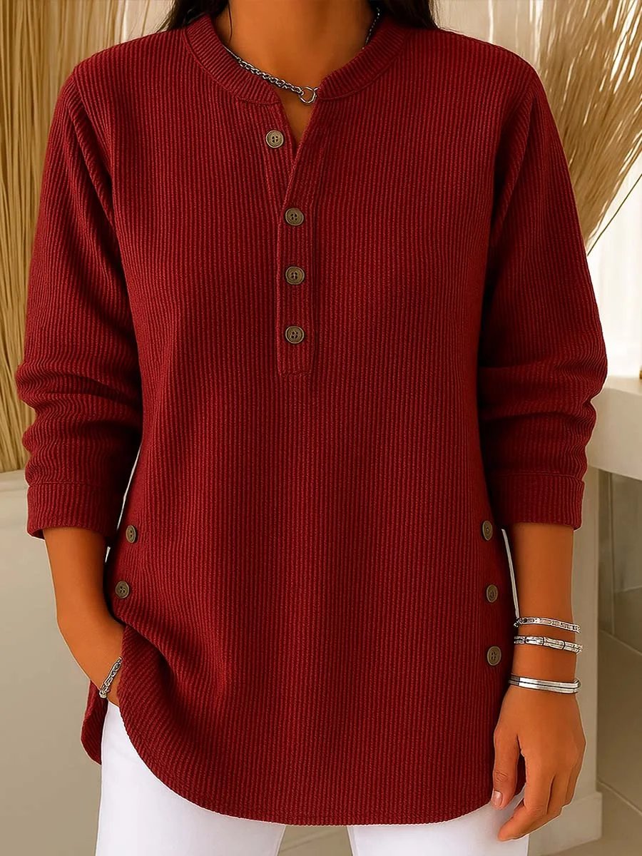 🔥 Women's Solid Color V Neck Long Sleeve Casual Loose Knit Pullover