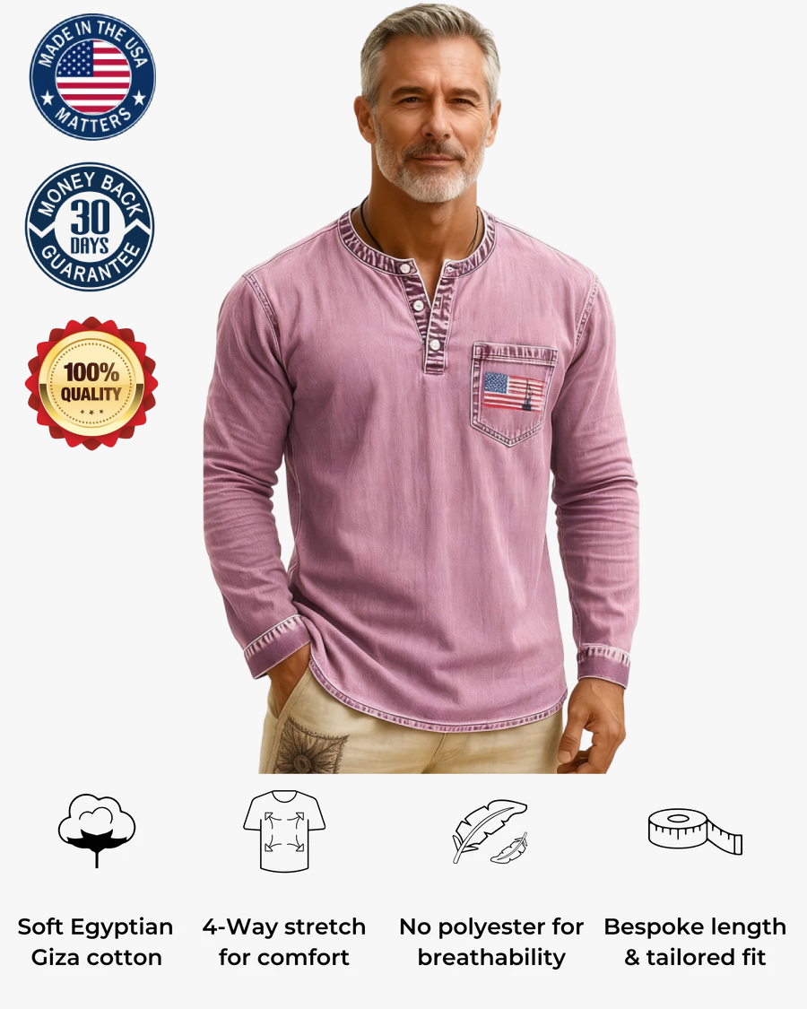 💫Clearance Sale🔥Classic Men’s Vintage Henley Long Sleeve Shirt