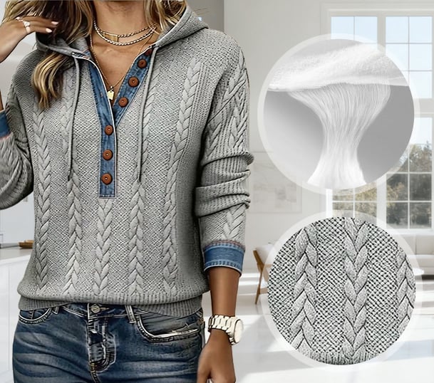 Grey Long Sleeve Button Front Sweatshirt