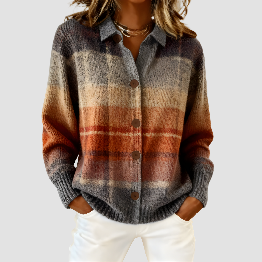 Lorena | Retro Plaid Art Print Cardigan
