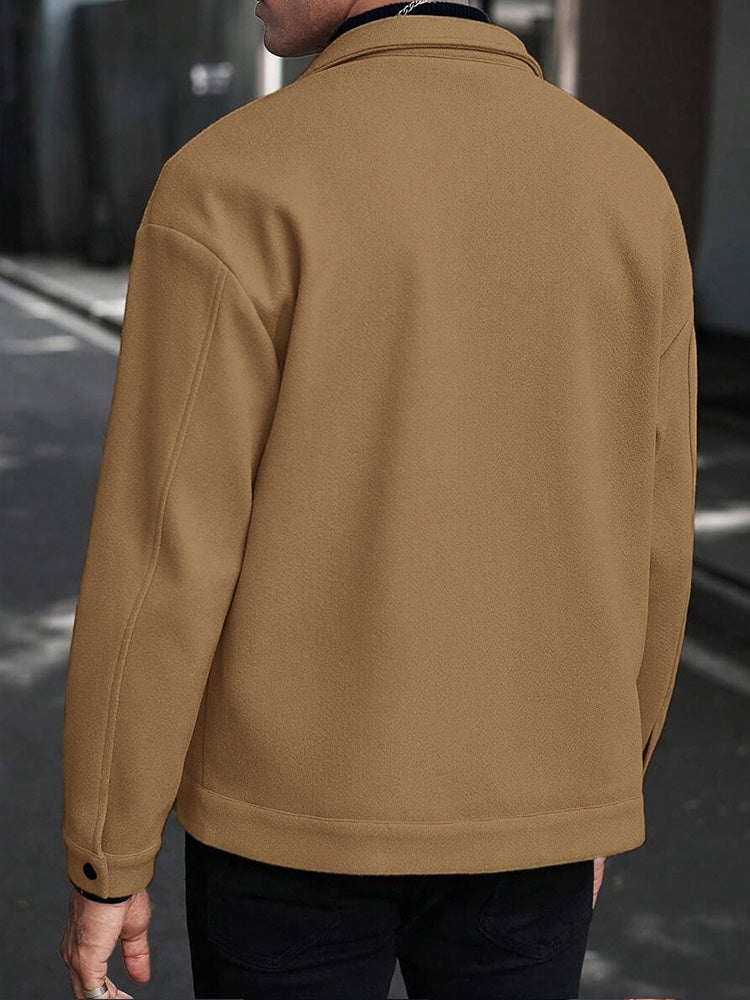 Men's Casual Utility Jacket with Button Front, Chest Pockets & Lapel Collar