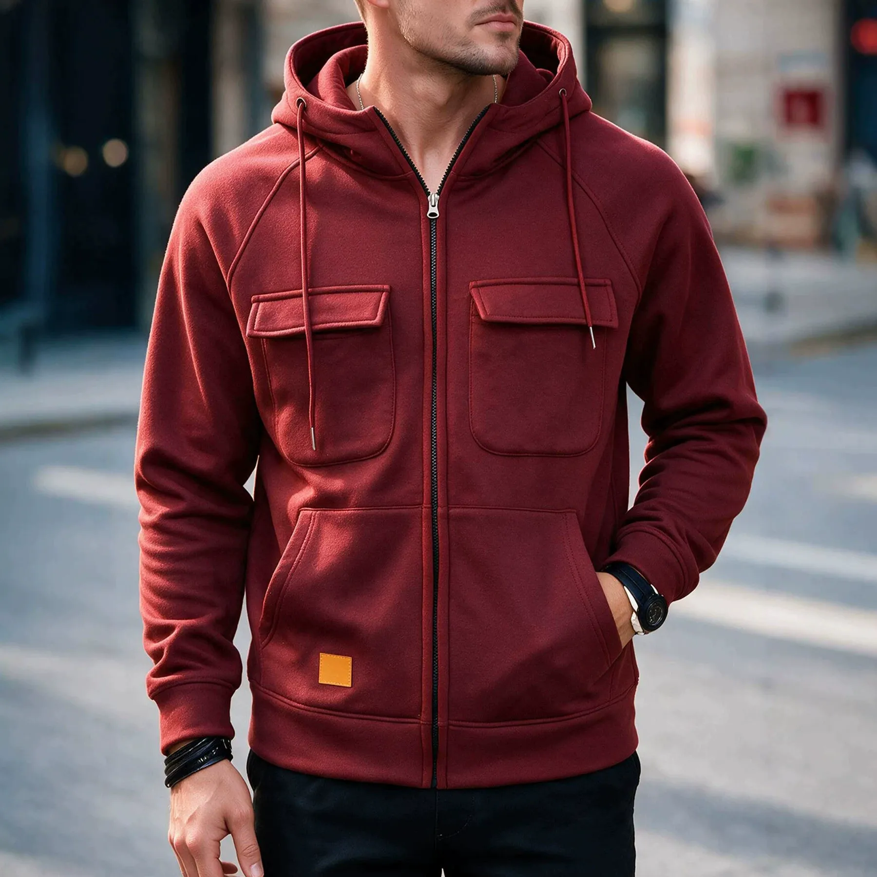 Men's hoodie jacket with functional pockets and high-quality material Lisslune