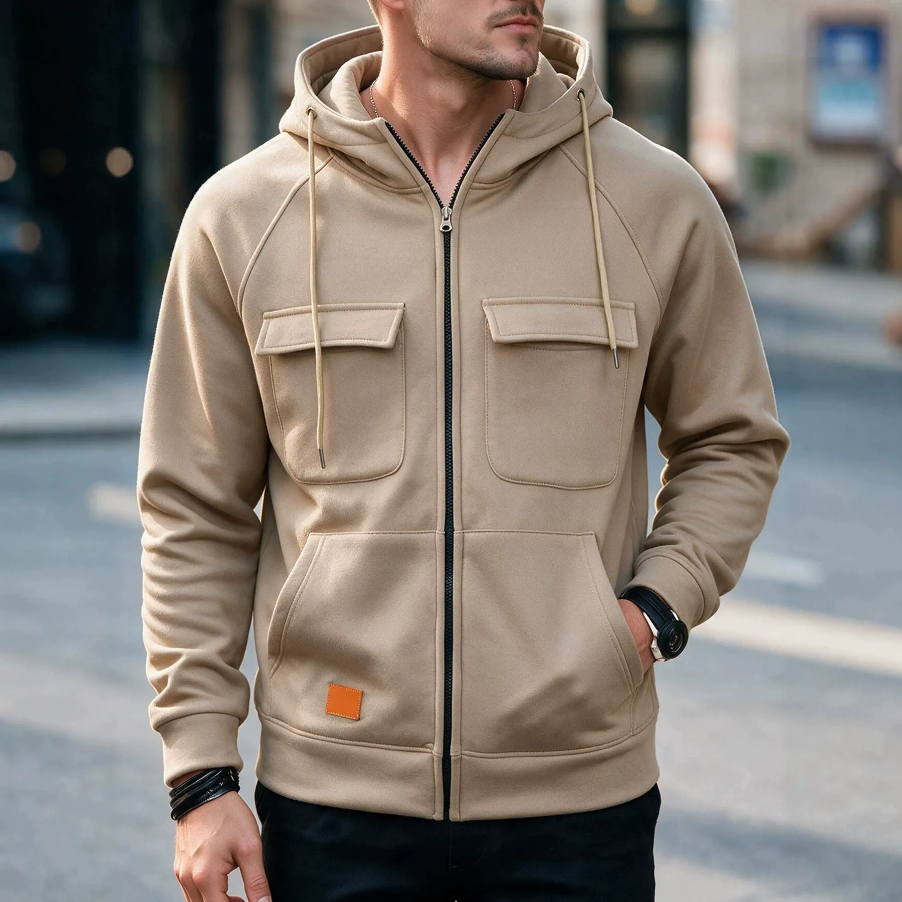 Men's hoodie jacket with functional pockets and high-quality material Lisslune
