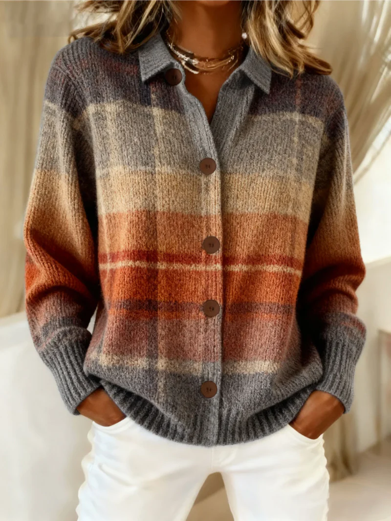 Lorena | Retro Plaid Art Print Cardigan