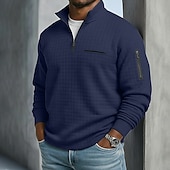 Men's Waffle Polo Shirts Textured Sports & Outdoor Casual Long Sleeve Fashion Comfortable Cross-Seasons