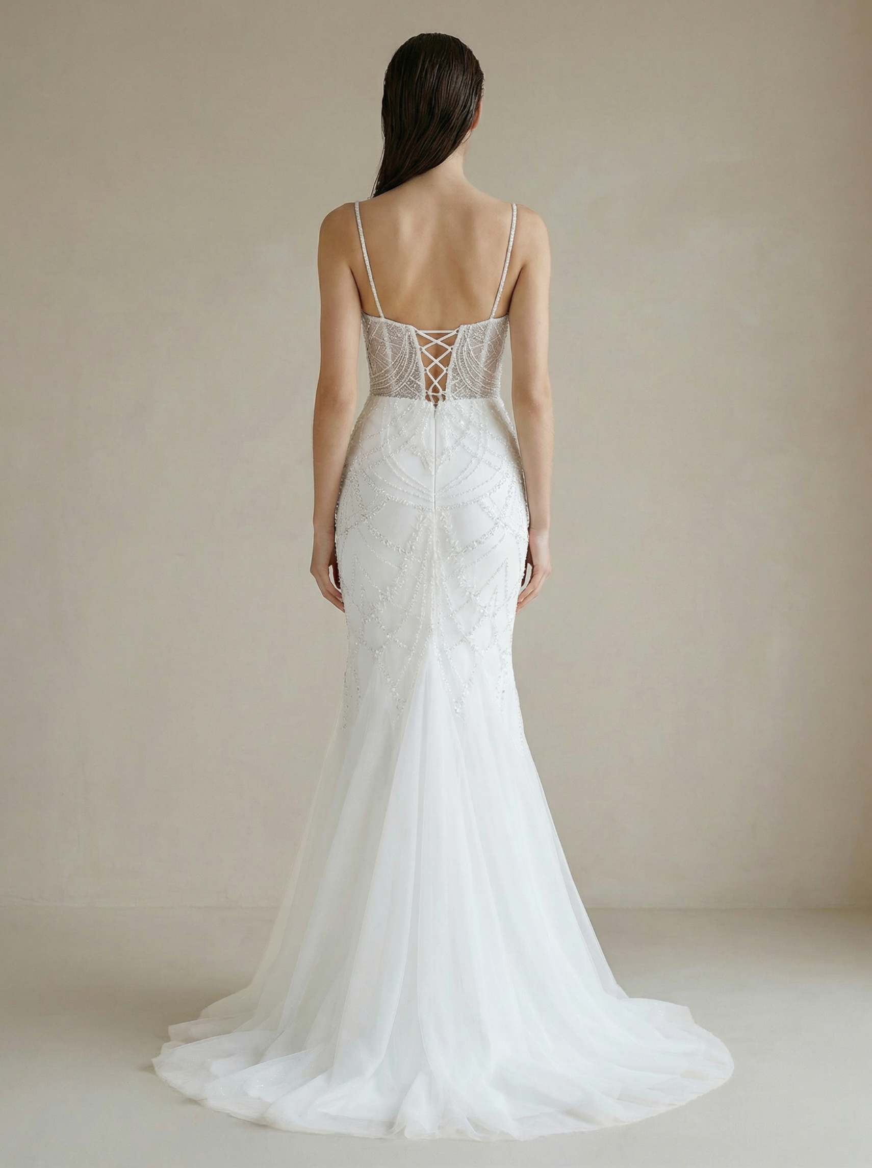 Elegant V-Neck Sequined Mermaid Wedding Dress