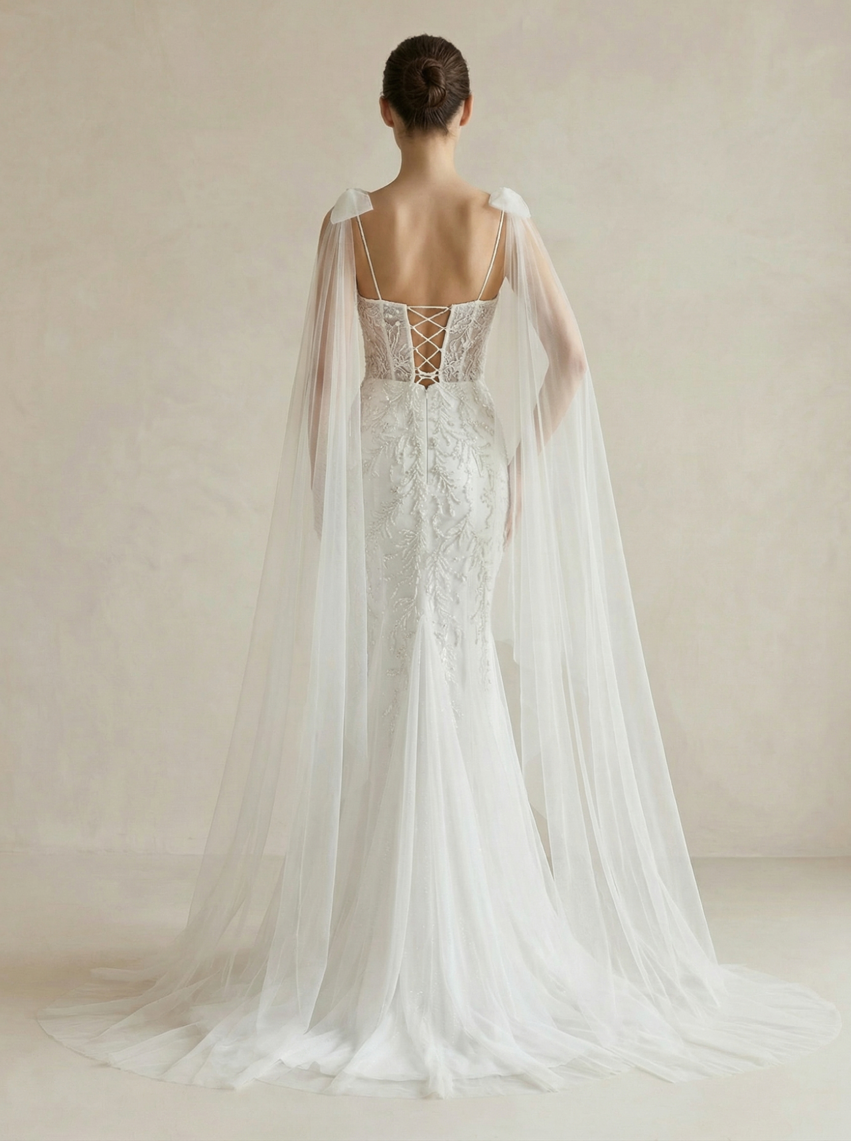 Elegant Backless V-Neck Mermaid Wedding Dress