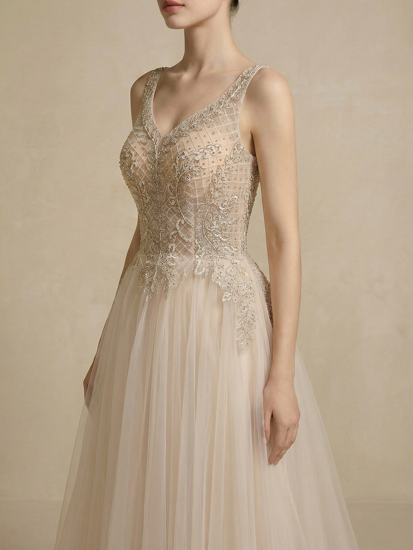 A Line Lace Long Wedding Dress