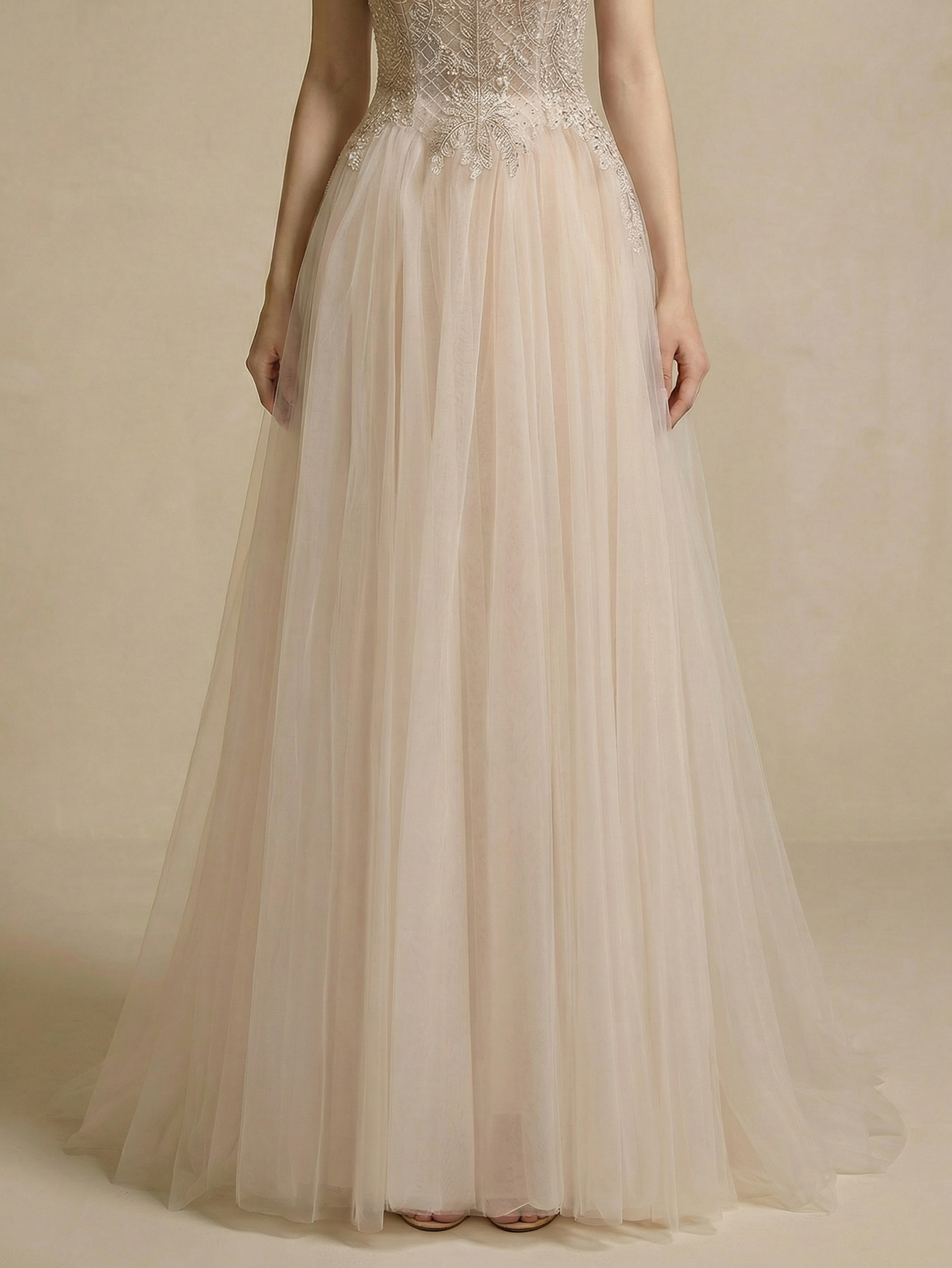 A Line Lace Long Wedding Dress