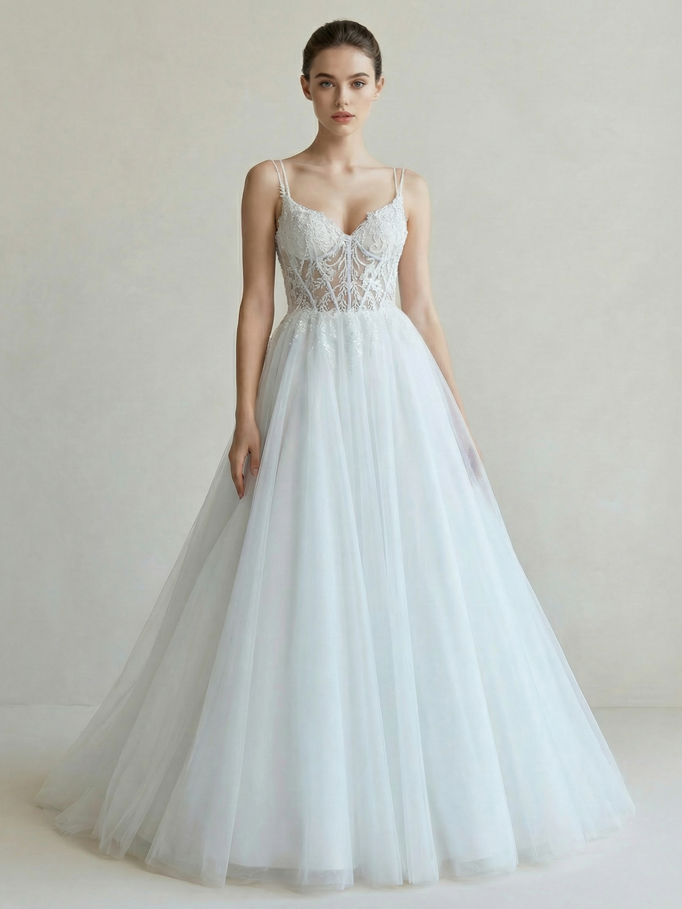 A Line Long Wedding Dress with Beading