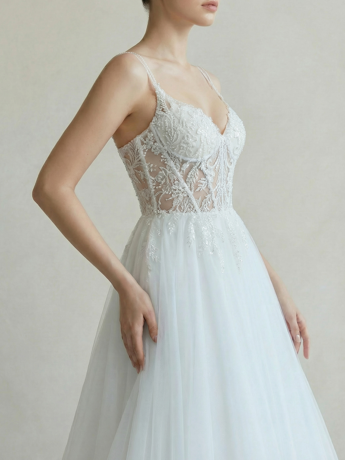 A Line Long Wedding Dress with Beading