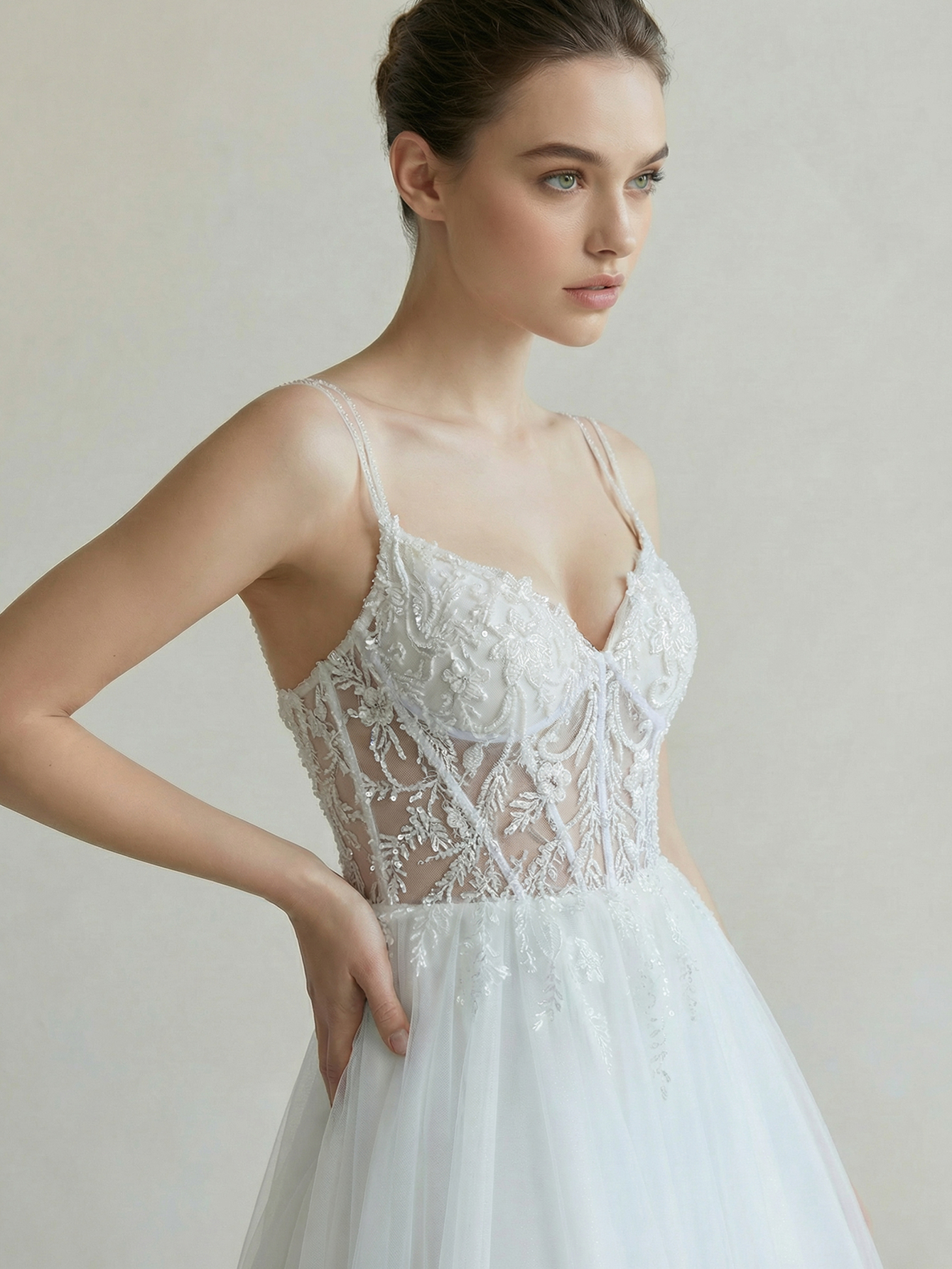 A Line Long Wedding Dress with Beading