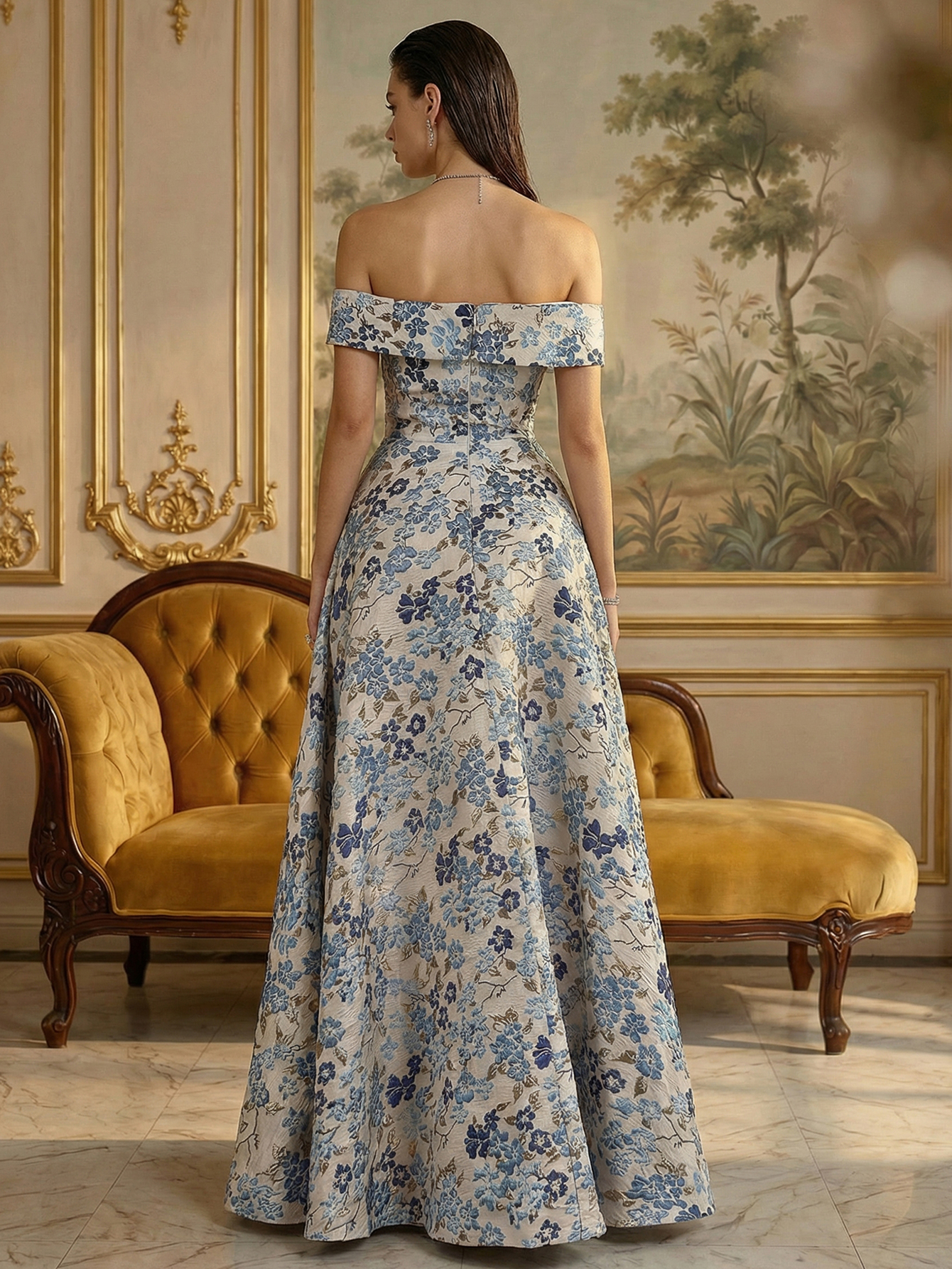 A-Line Off The Shoulder Long Prom Dress