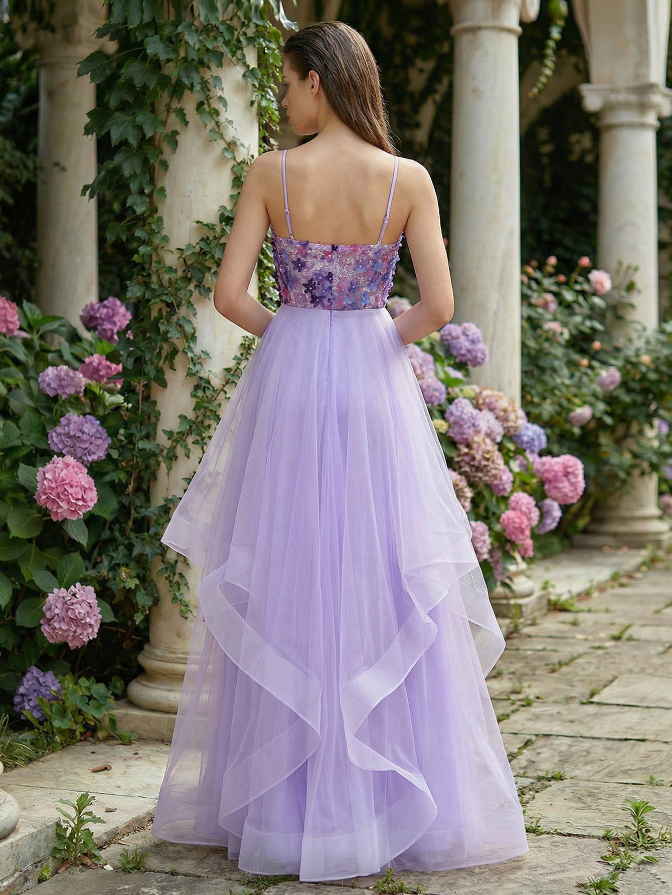 A-line Sleeveless Tulle Long Prom Dress with Appliqued