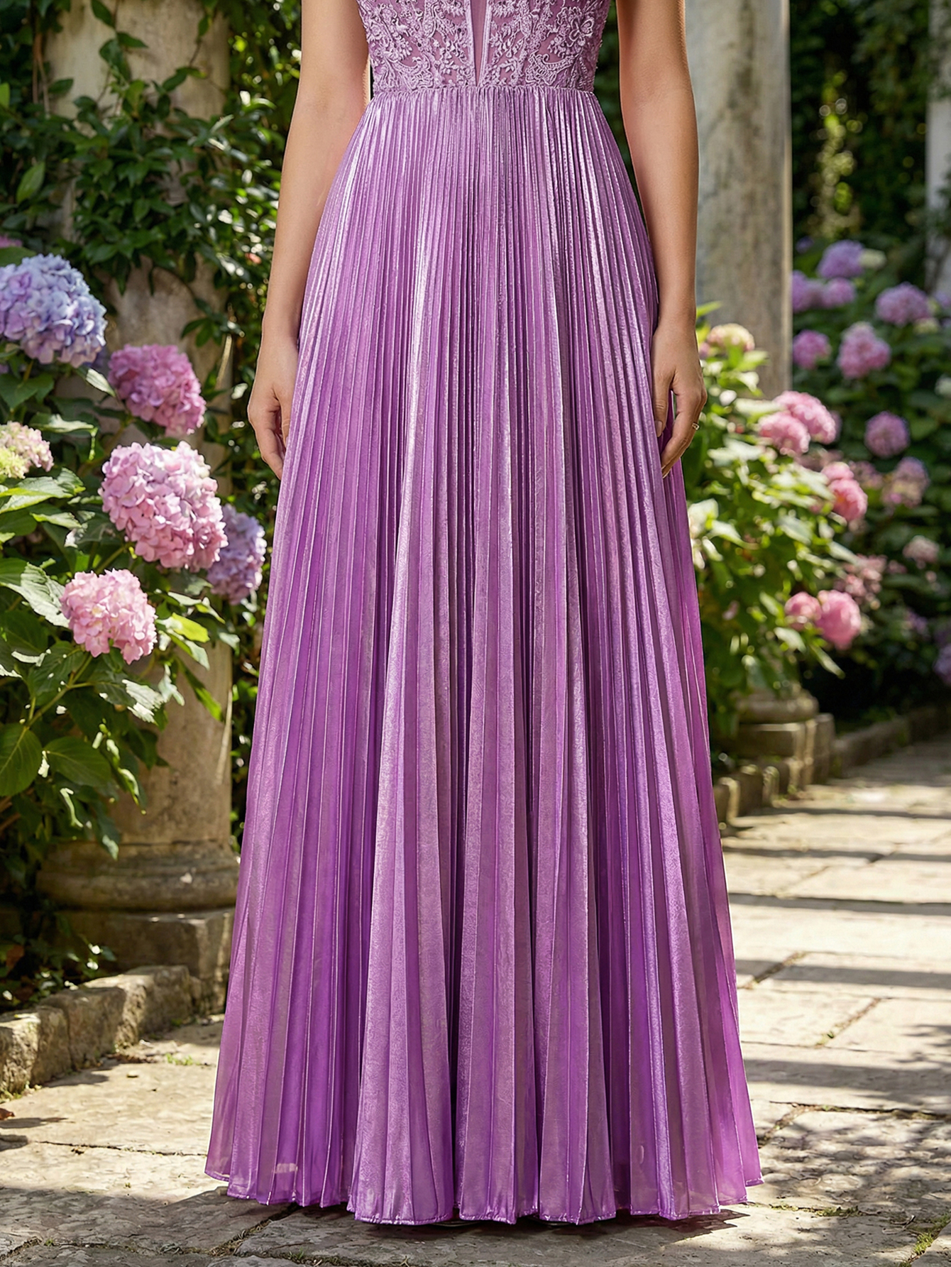 A-line Spaghetti Straps Long Prom Dress with Pleated