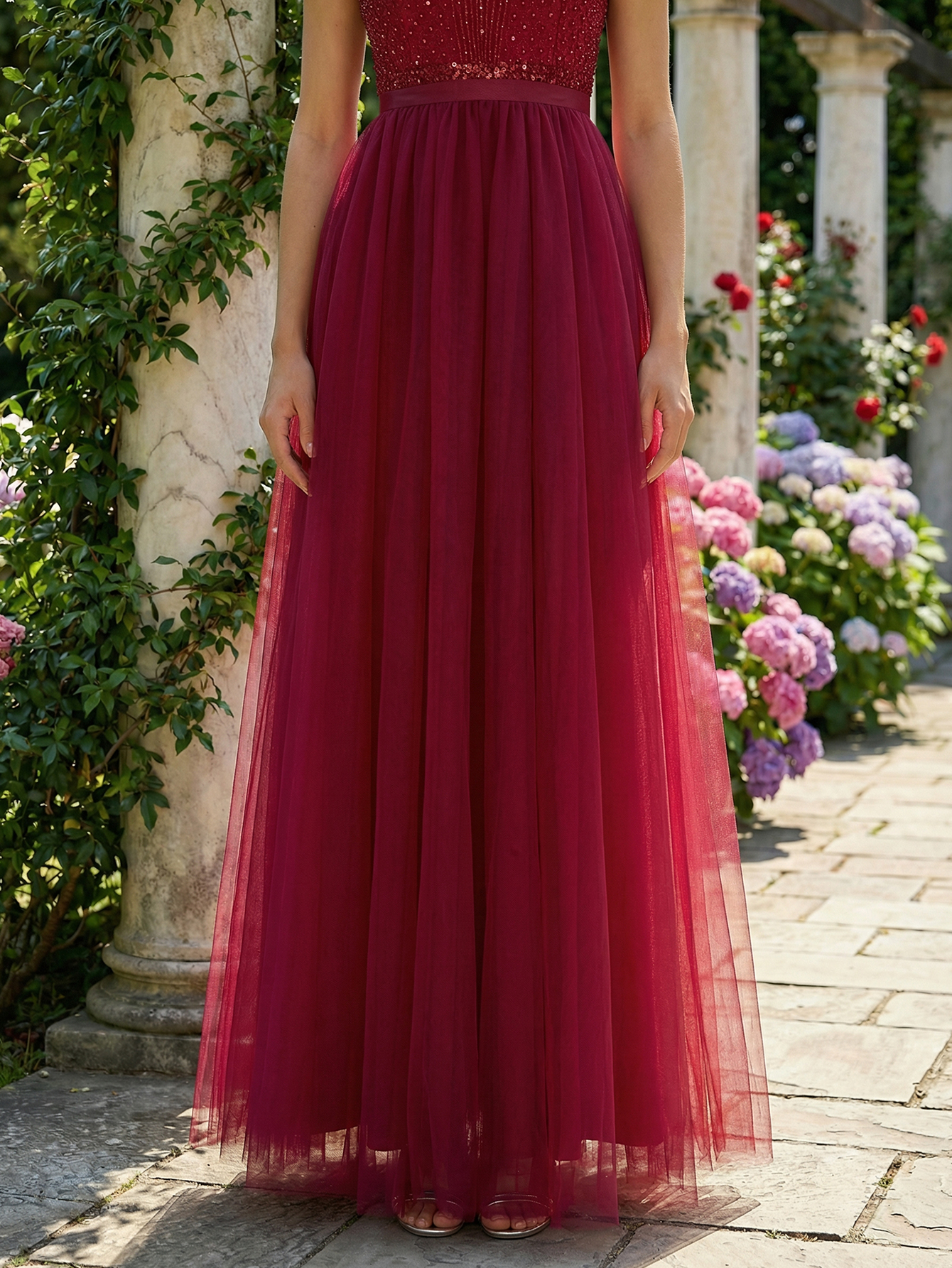 A-line Sweetheart Short Sleeve Tulle Long Prom Dress with Beading