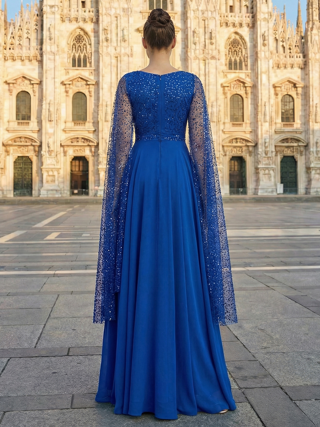 A-line V Neck Long Prom Dress with Beading