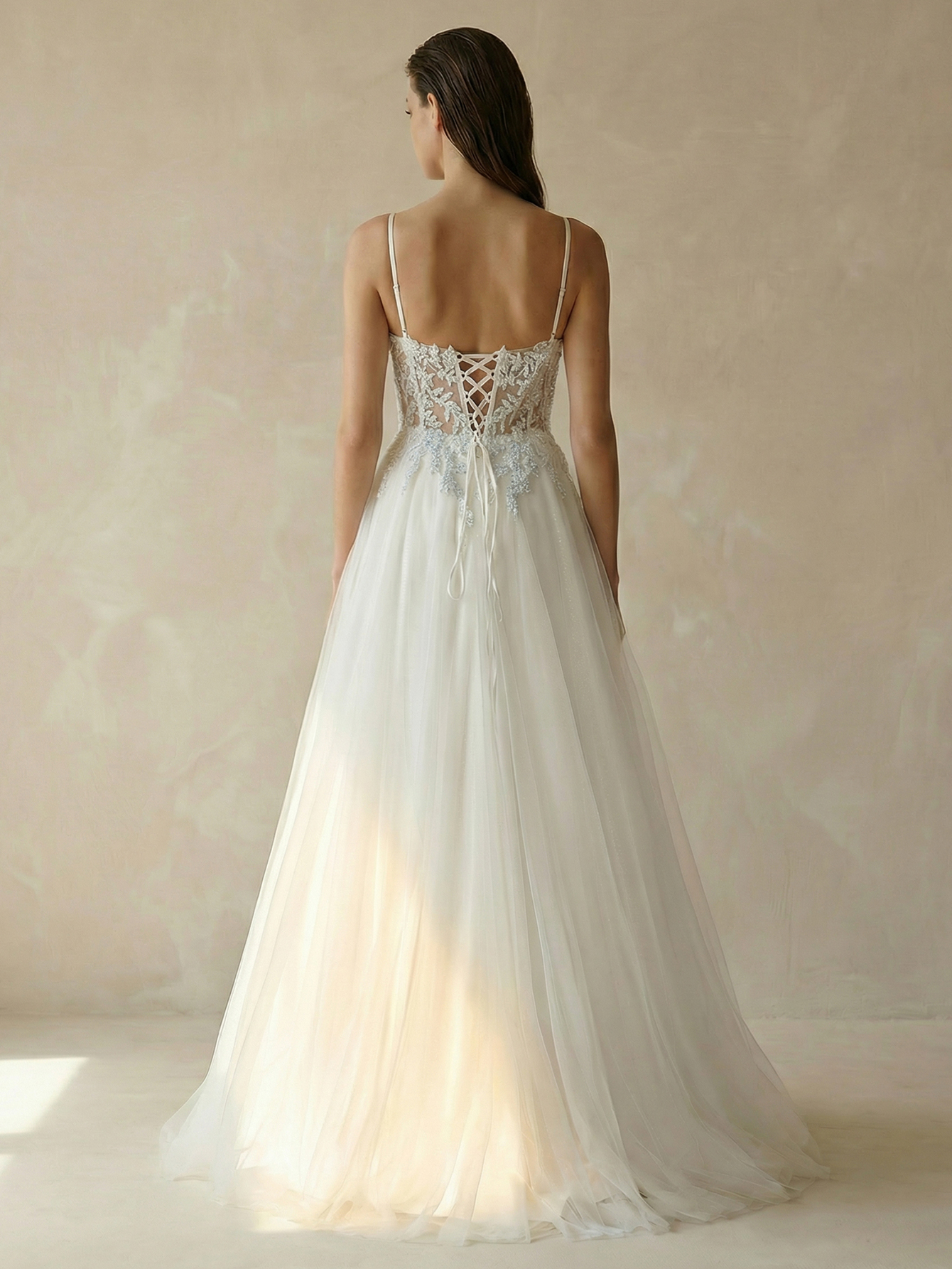 Floral Wedding Dress with Appliqued