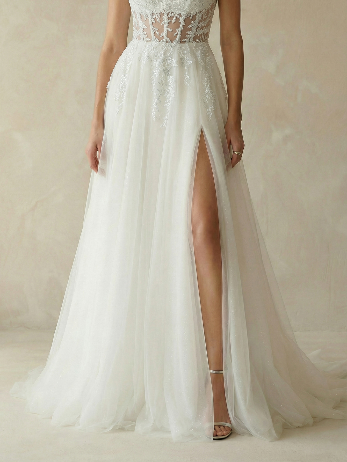 Floral Wedding Dress with Appliqued