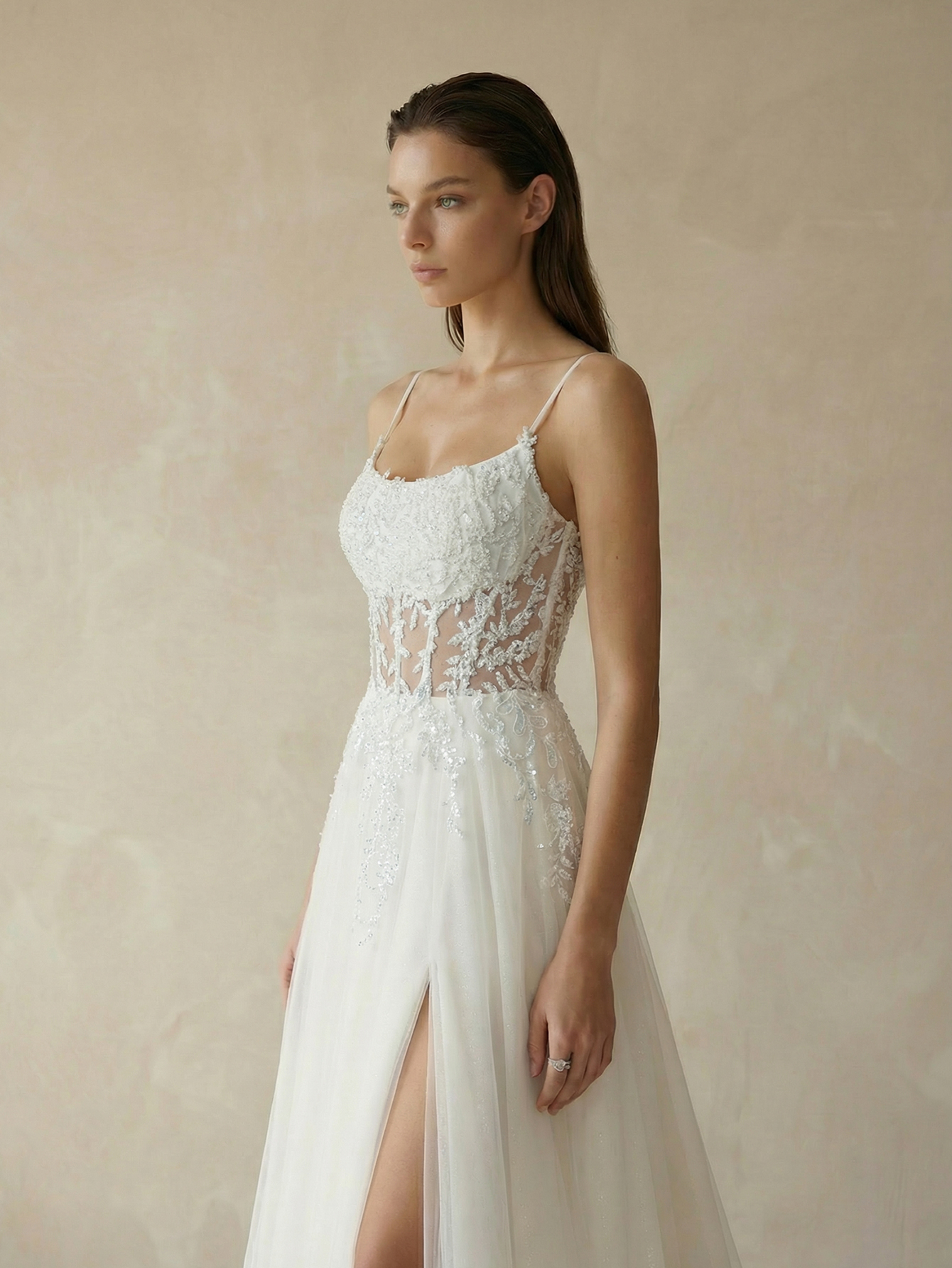 Floral Wedding Dress with Appliqued