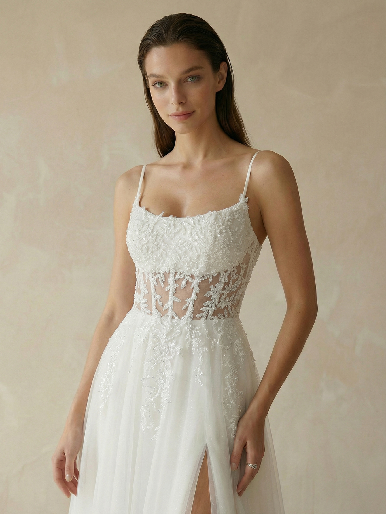 Floral Wedding Dress with Appliqued