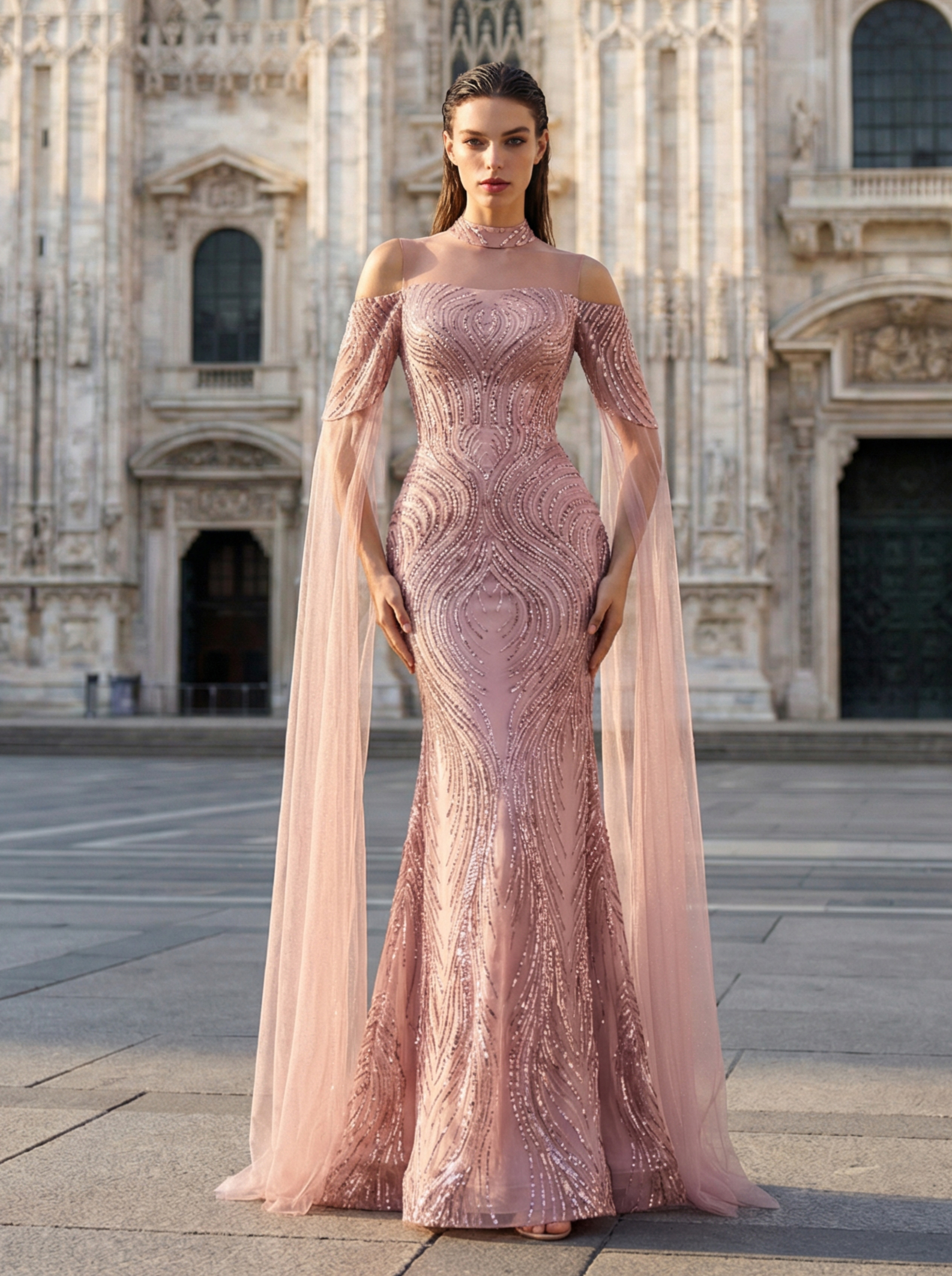 Charming A-Line V-Neck Sequins Tulle Long Prom Dresses