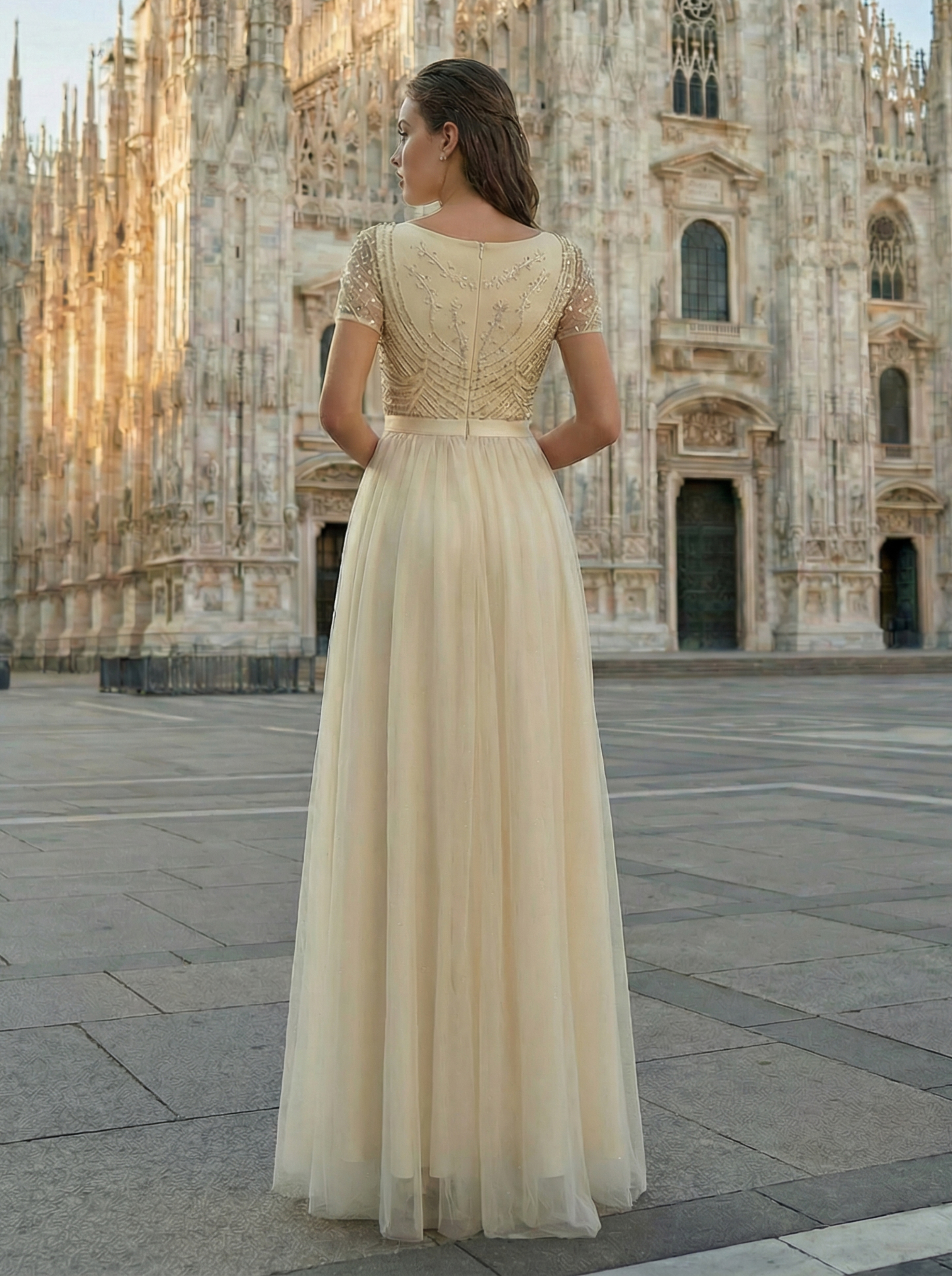 Charming A-line Pleated Long Evening Dresses With Beading