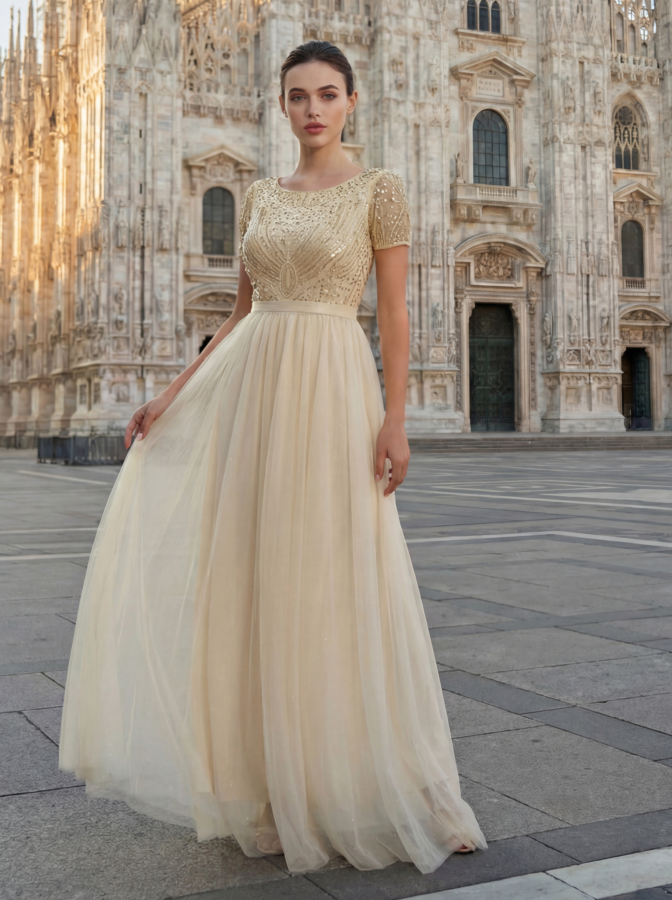 Charming A-line Pleated Long Evening Dresses With Beading