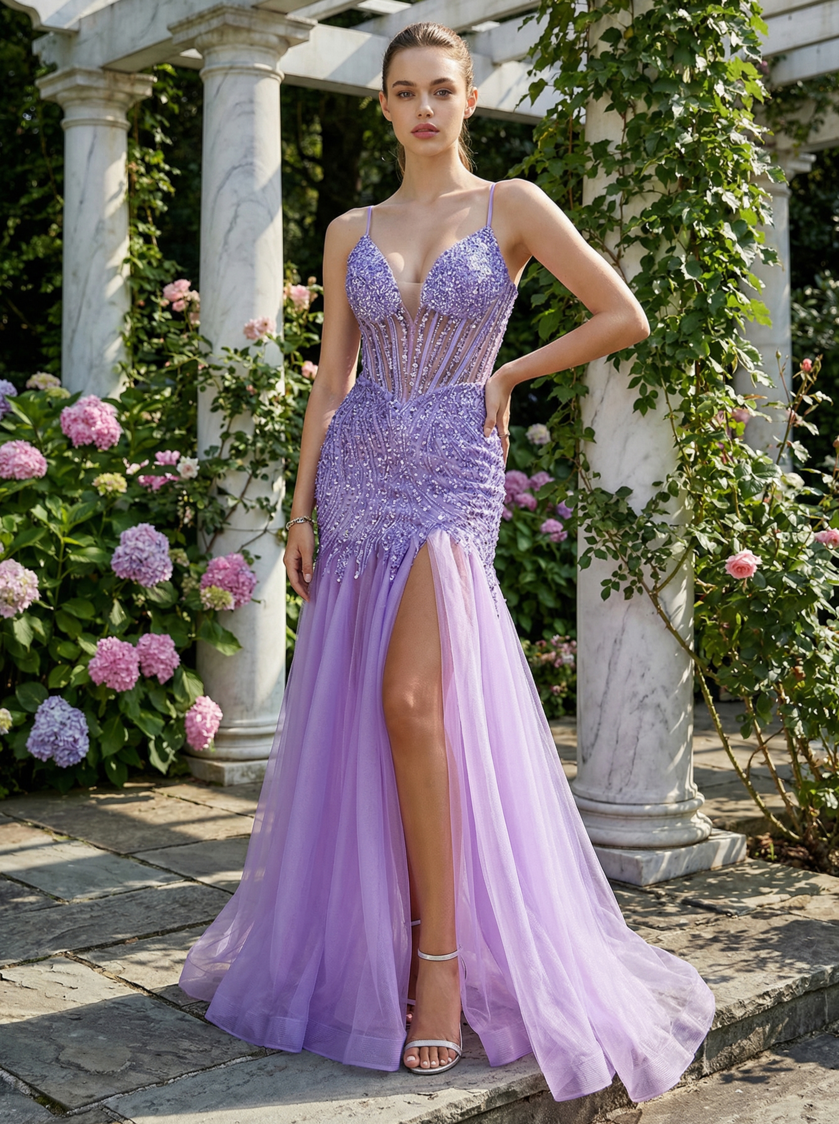 Beaded Sweetheart A line Evening Party Dress