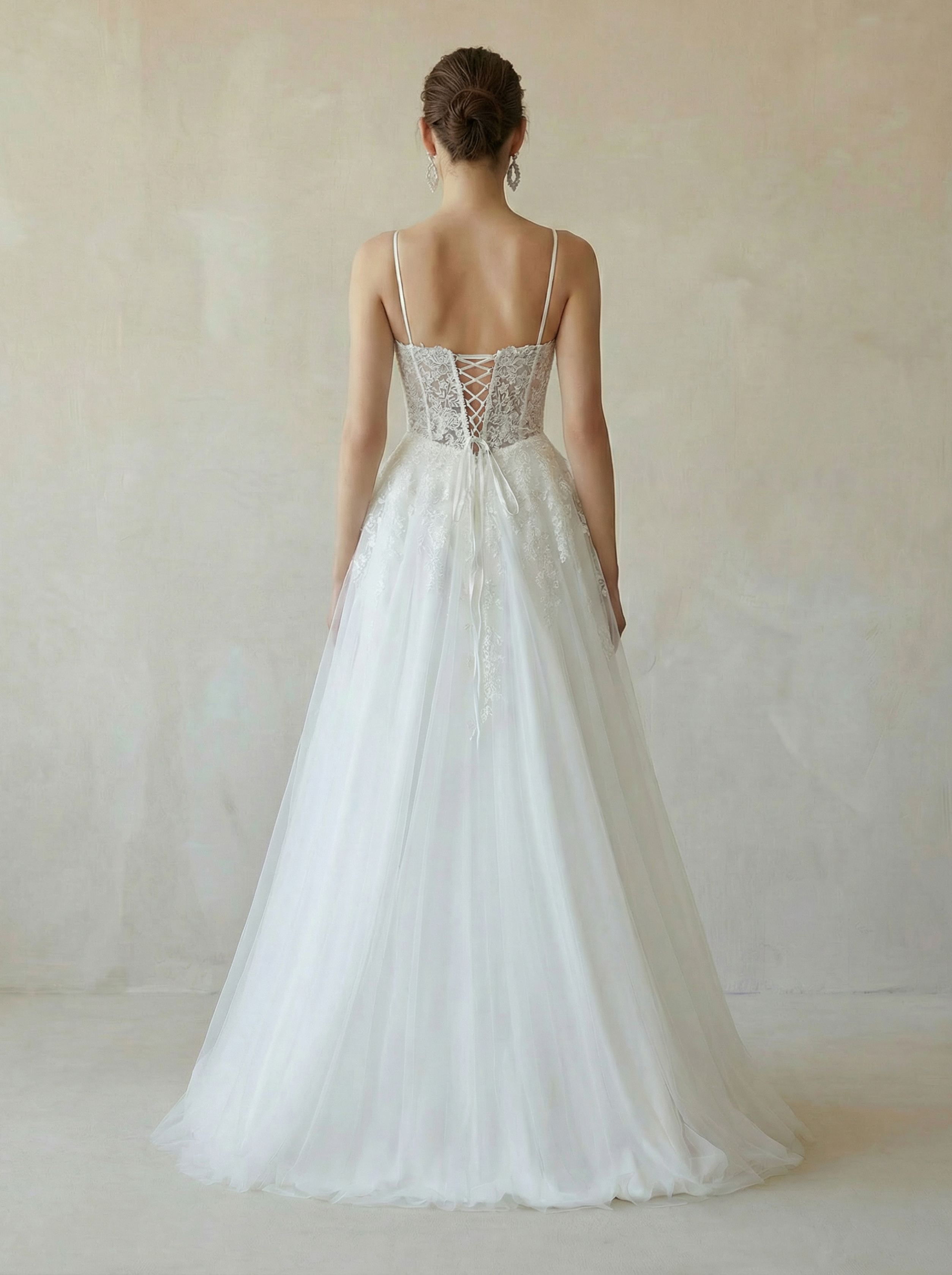 Crisscross V-Neck Tulle A-Line Wedding Dress with Slit