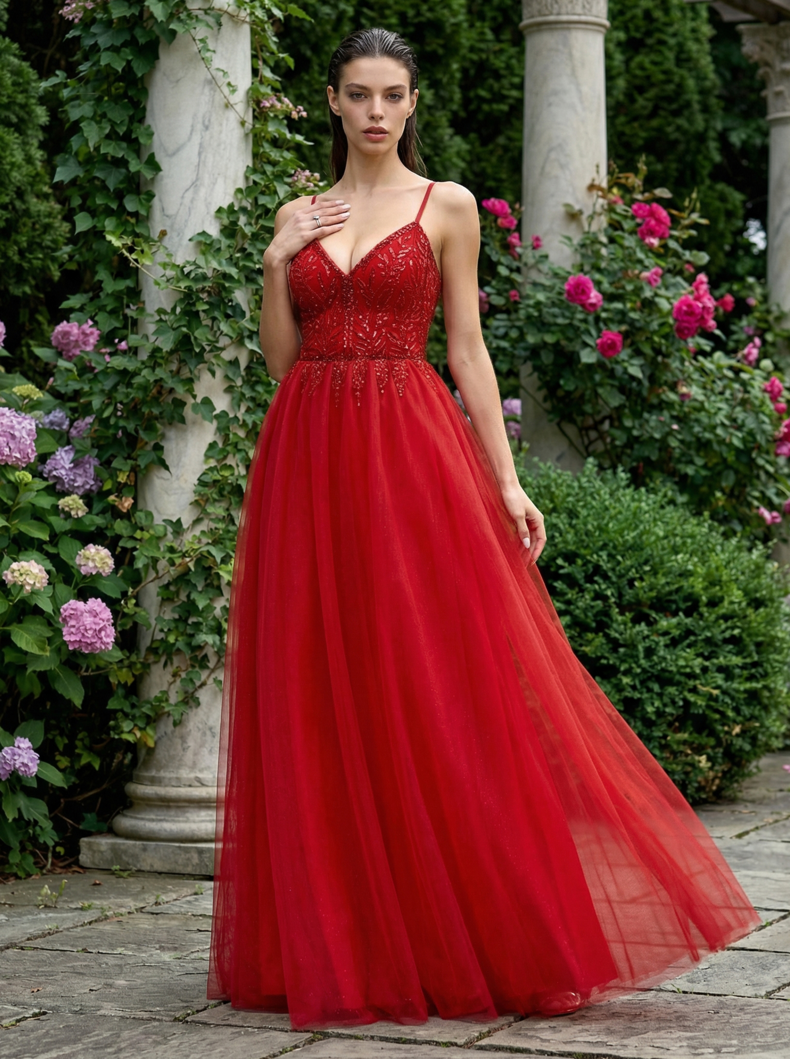 Modest Spaghetti Strap Prom Dress