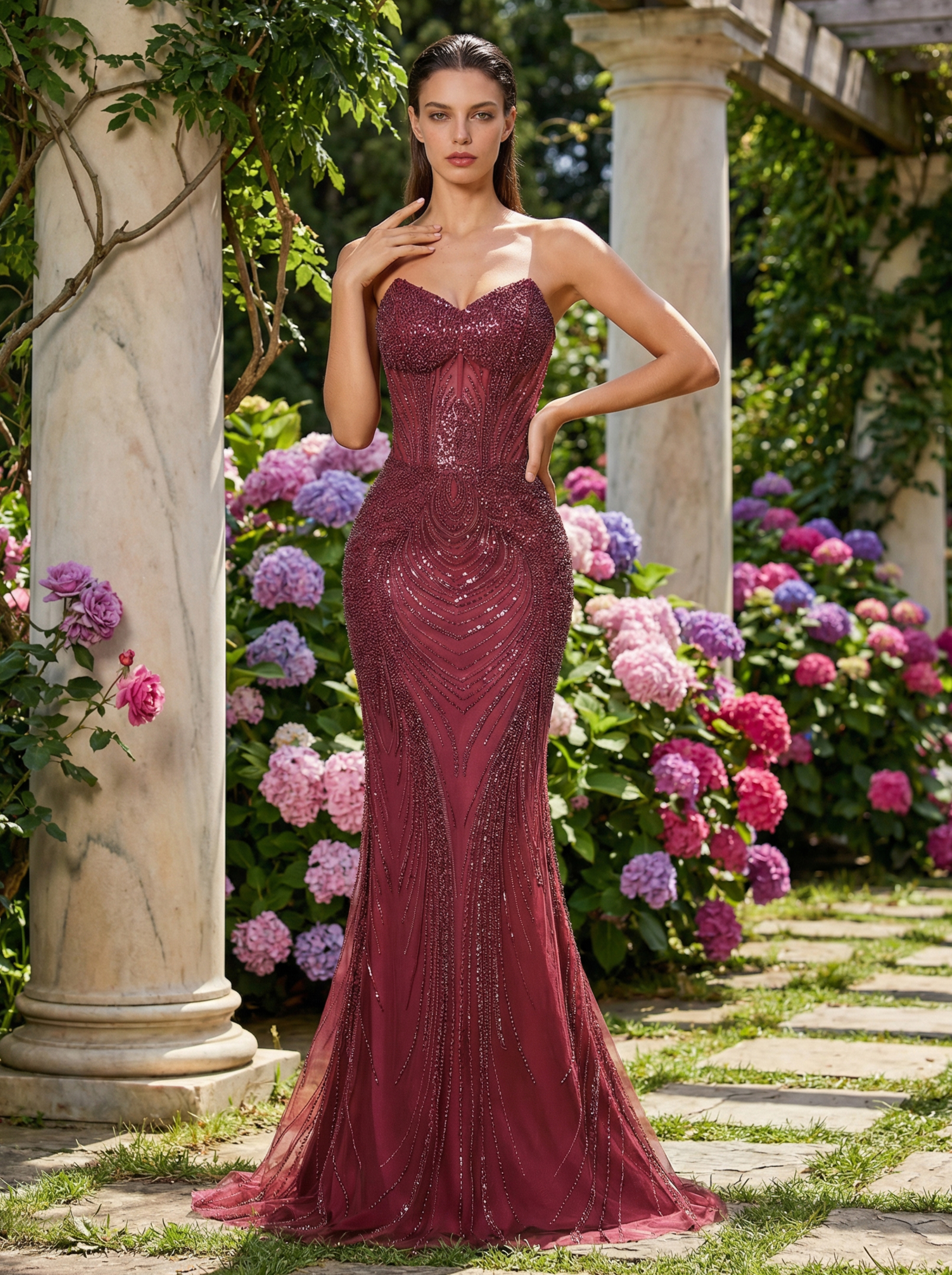 Sequins Beaded Spaghetti Party Dress