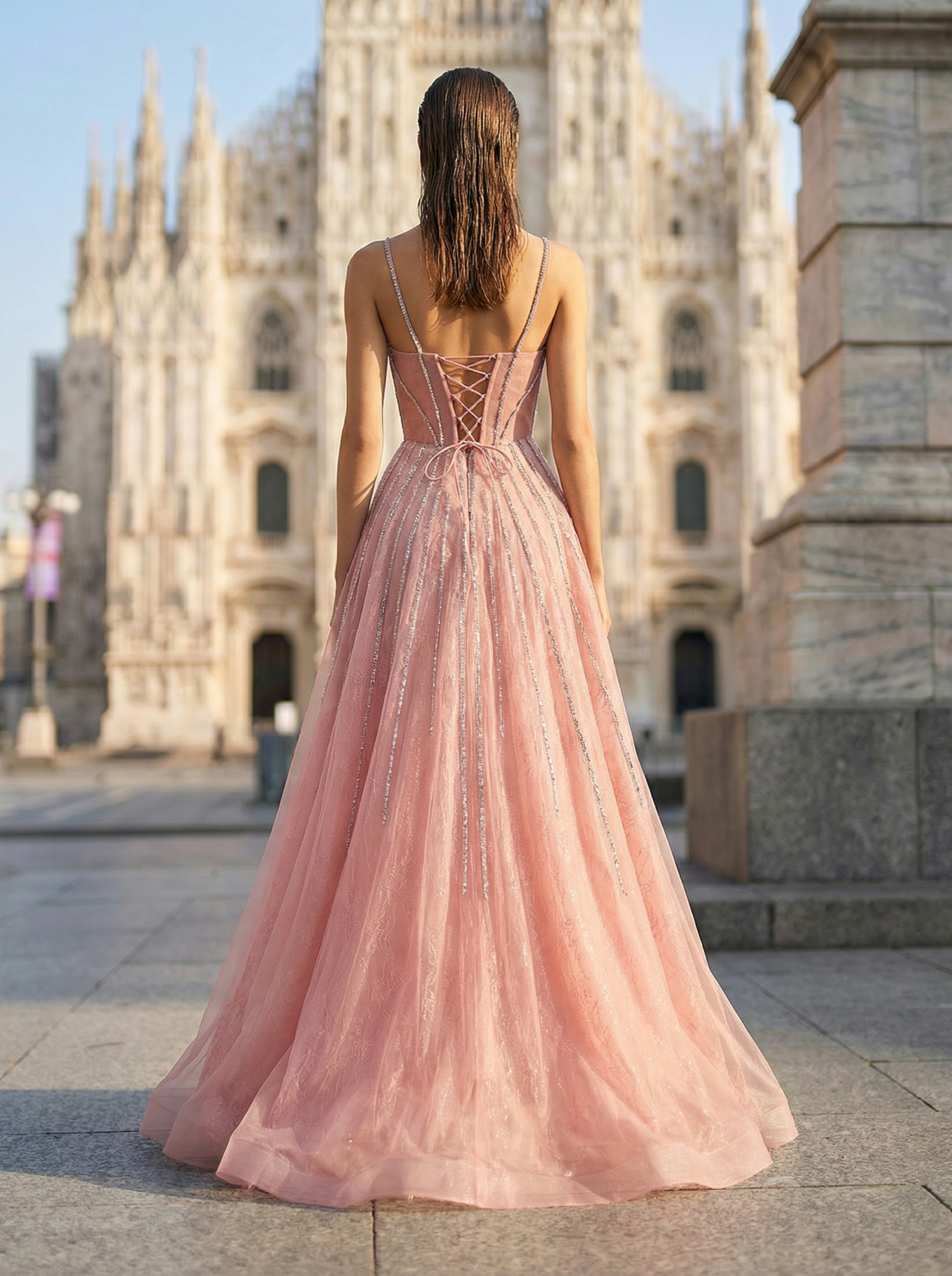 Stunning Champagne Beaded Mermaid Gown with Illusion Neckline