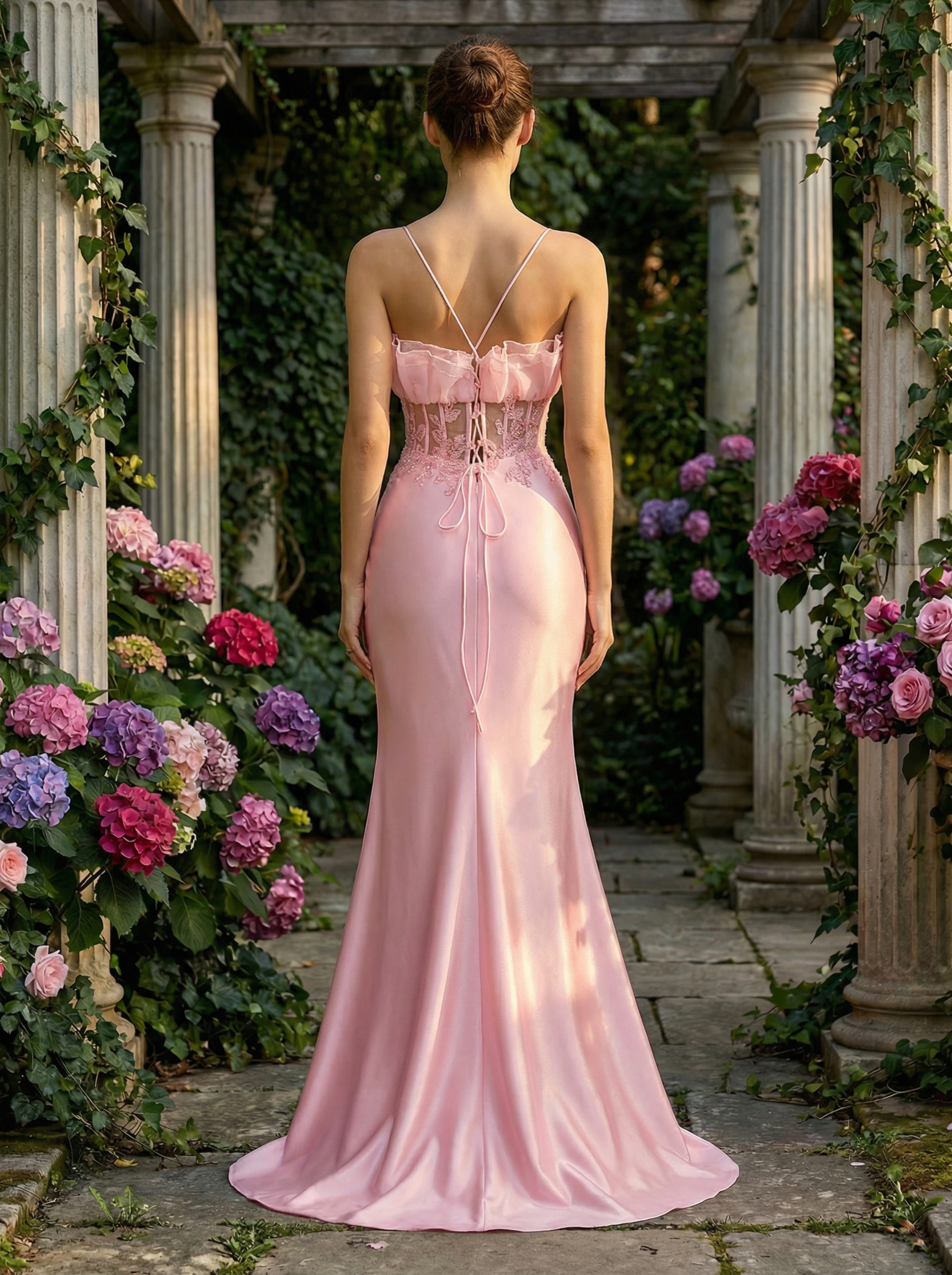 Cute Spaghetti Strap Beaded Embroidery Mermaid Evening Gown