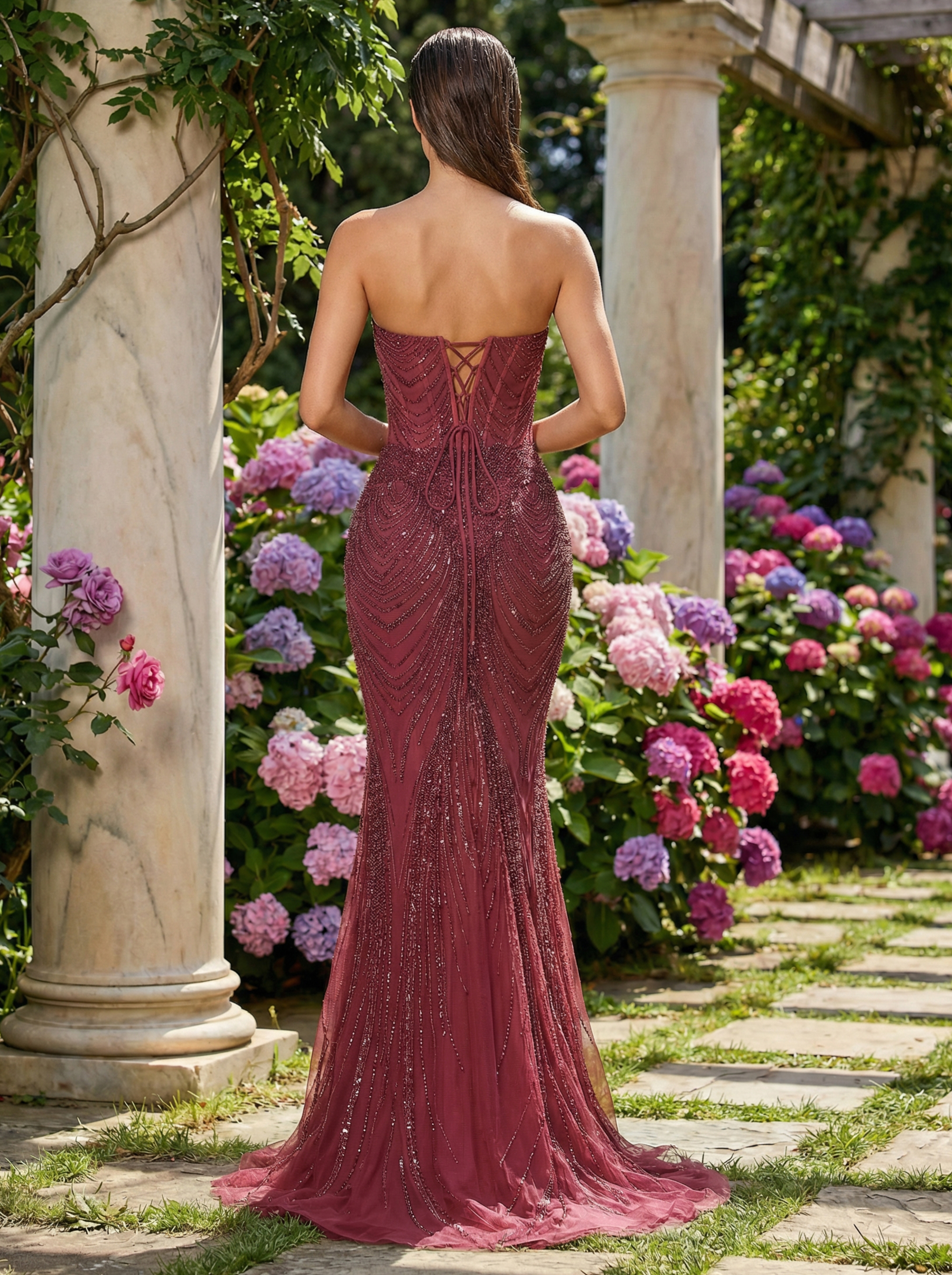 Sequins Beaded Spaghetti Party Dress