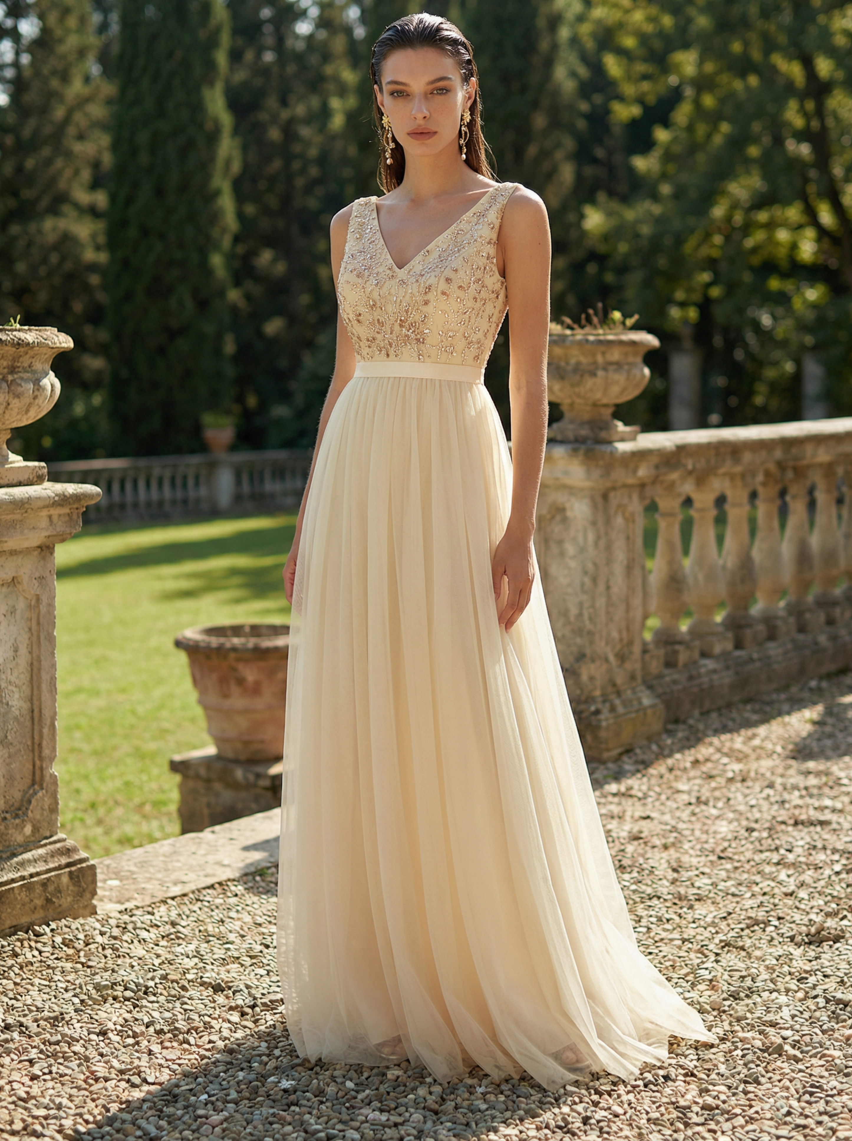 Elegant Off-the-Shoulder Mermaid Sequin Champagne Formal Gown