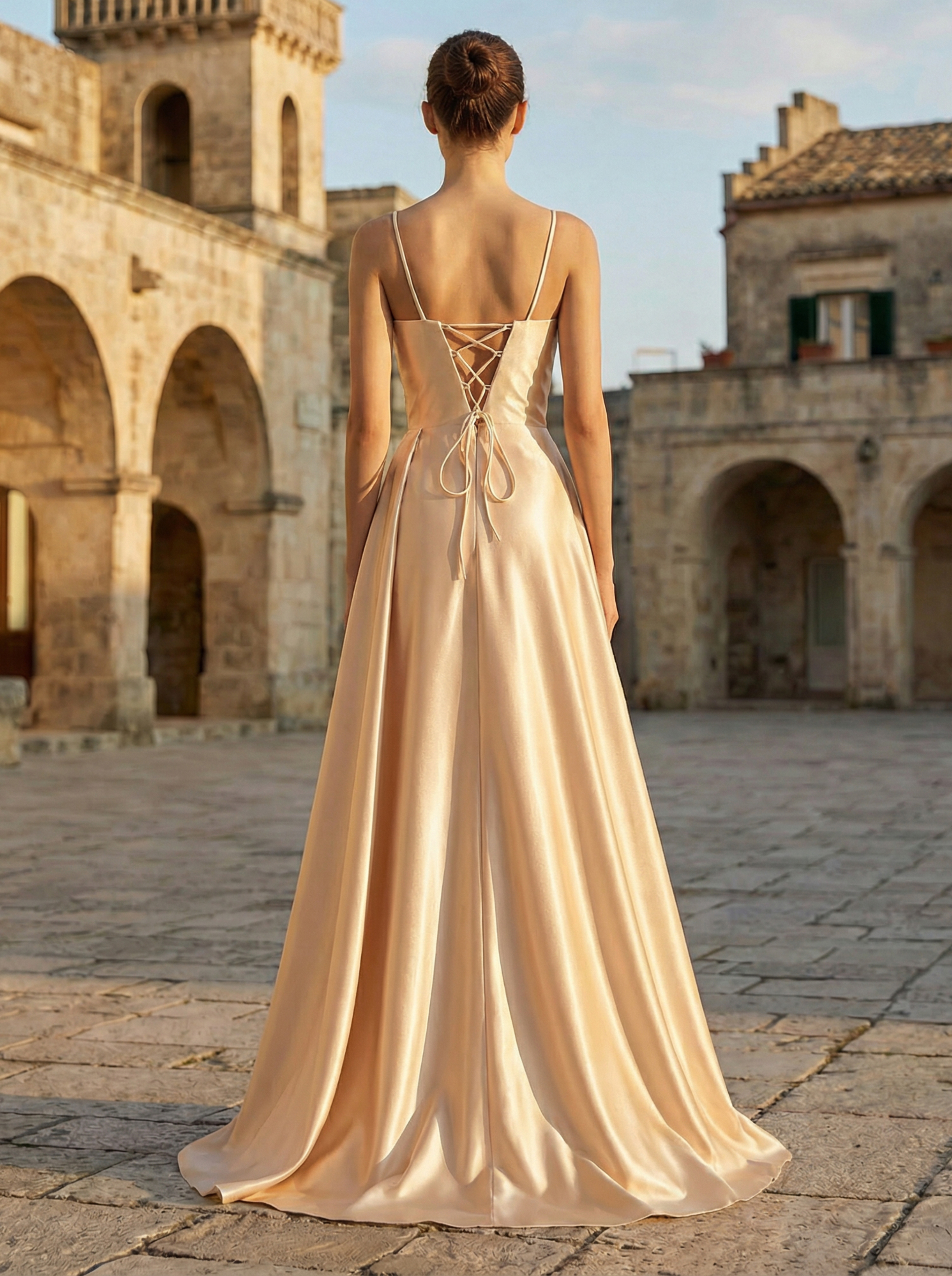Elegant Champagne Beaded Mermaid Dress with High Slit for Formal Occasions