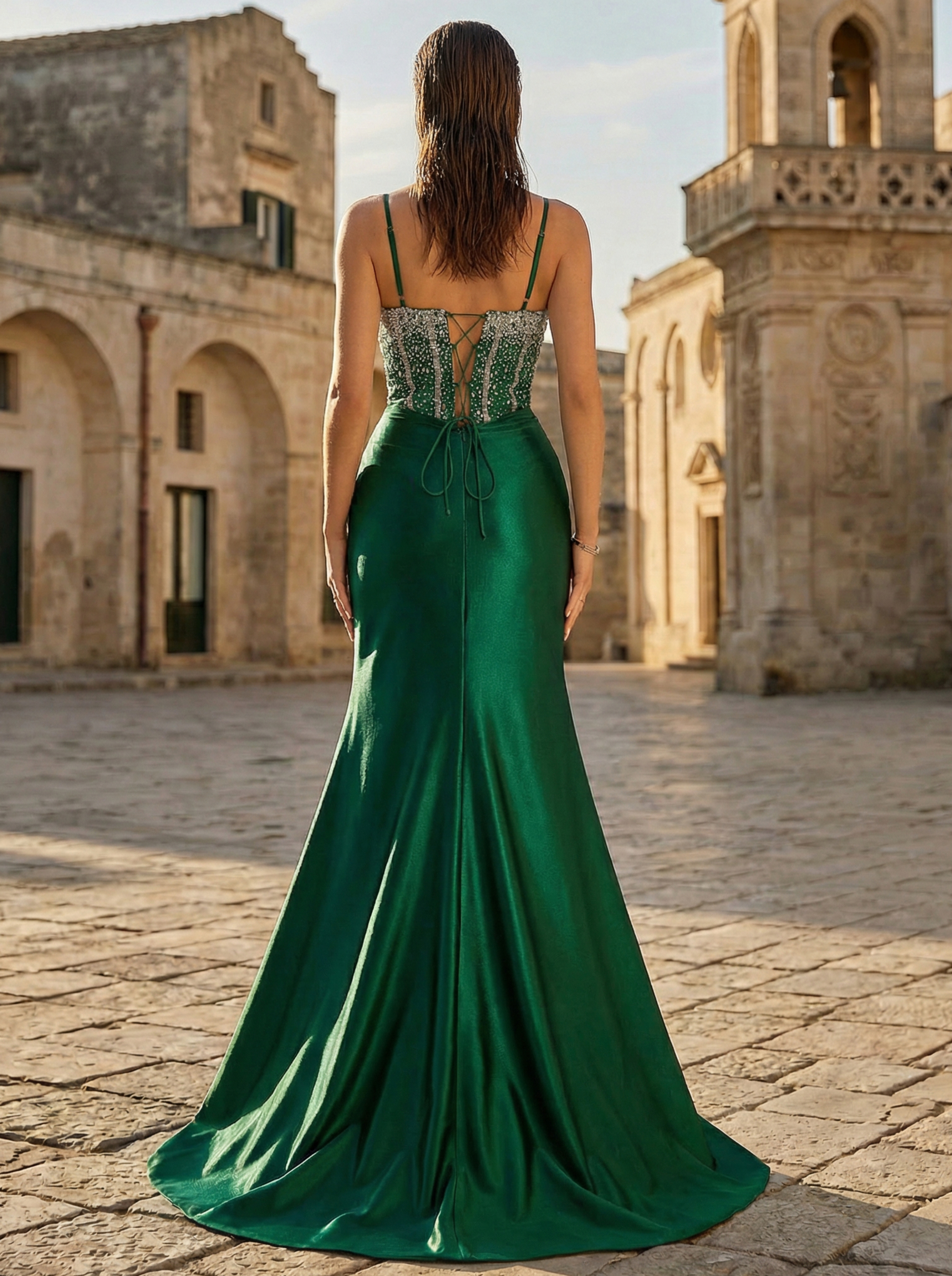 Elegant Chiffon Dark Green A-Line Evening Dress with Delicate Spaghetti Straps in DarkGreen - Elegant Formal Dress